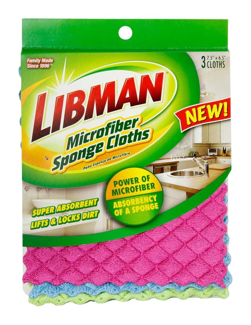 Libman 2103 Microfiber Sponge Cloth with Microfiber and Sponge Layers