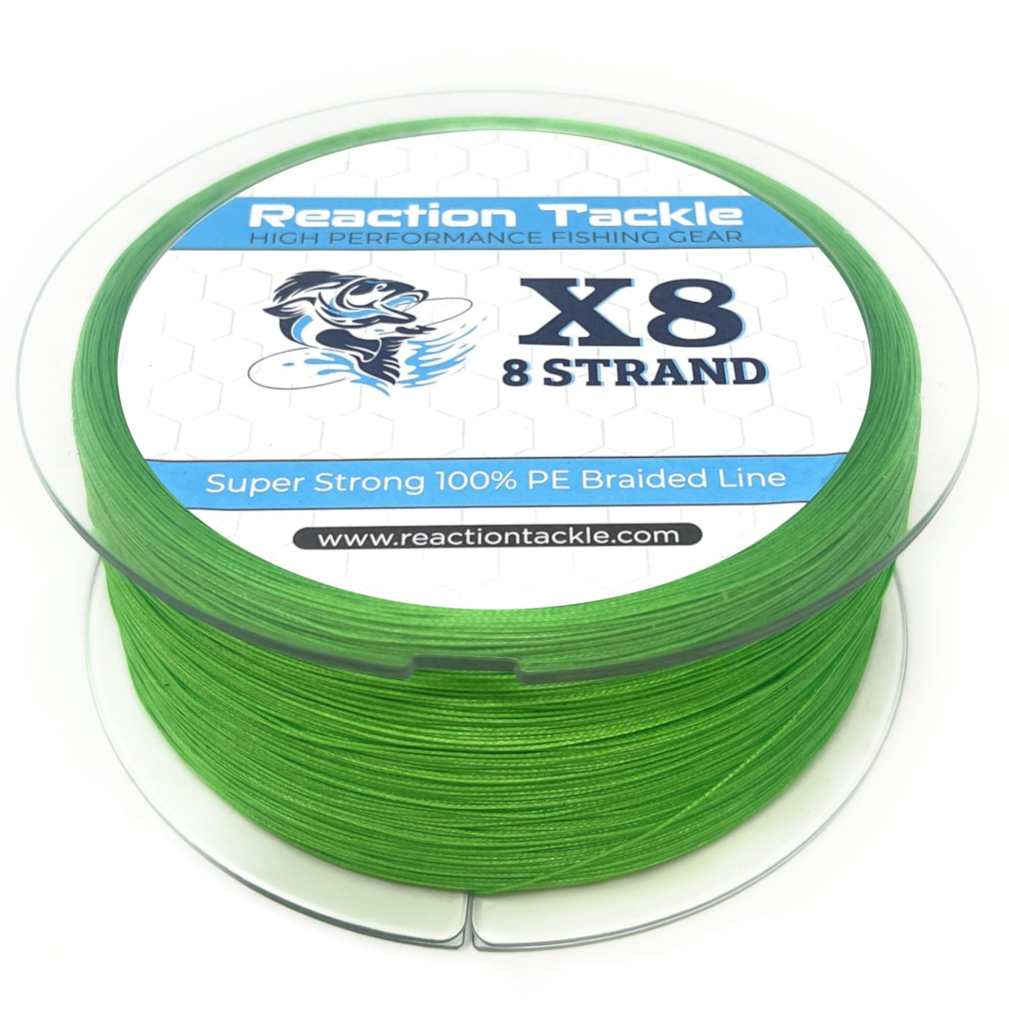 Reaction Tackle Braided Fishing Line - 8 Strand Hi Vis Green 80LB 300yd