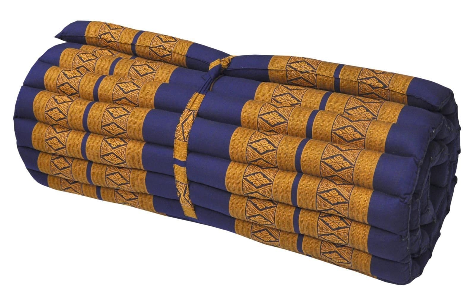 Noinoi@roll up Thai Mattress Kapok (Large, Yellow-Blue)