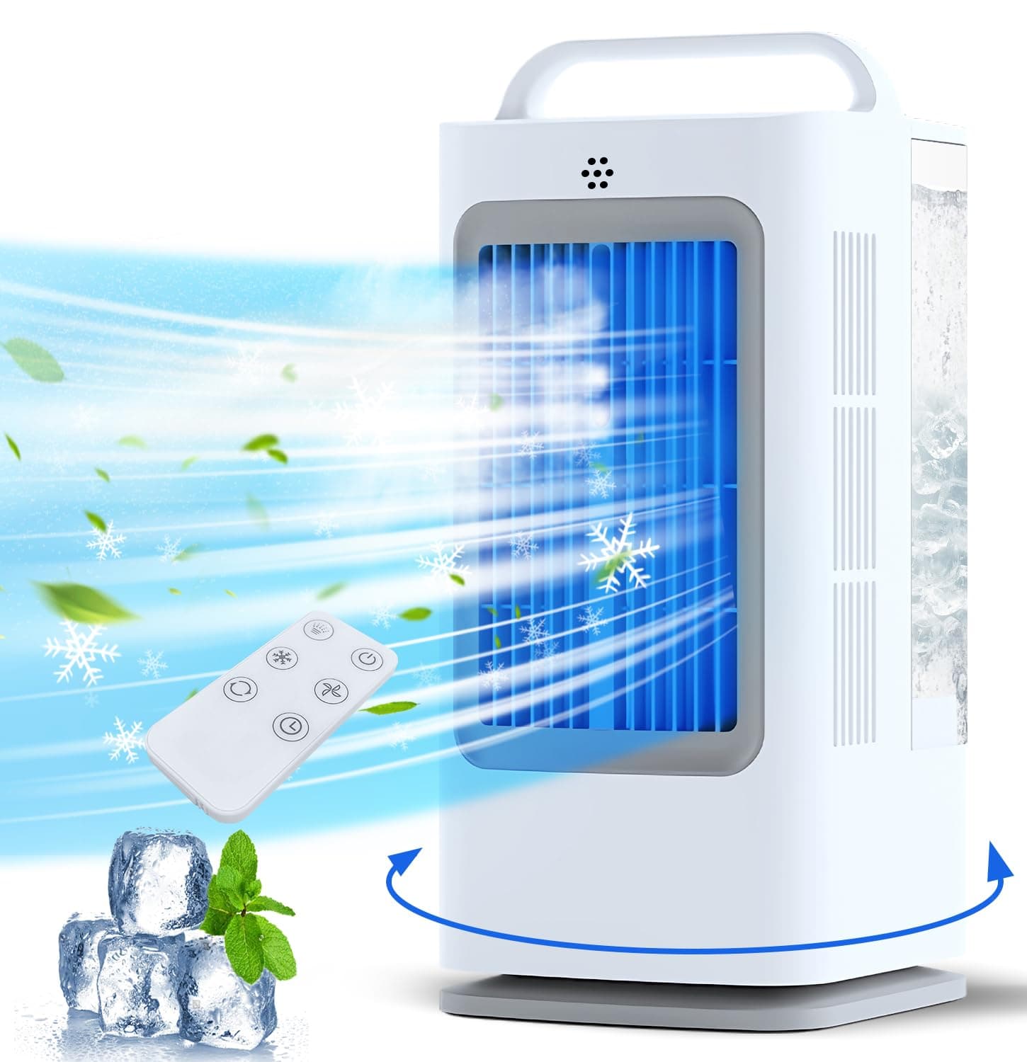 Portable Air Conditioners, 1700ml Evaporative Air Cooler with Remote, 120° Oscillating Mini Air Conditioner Portable with 3 Speeds & 1-7H Timer, Portable AC Unit for Bedroom Room Office Desk