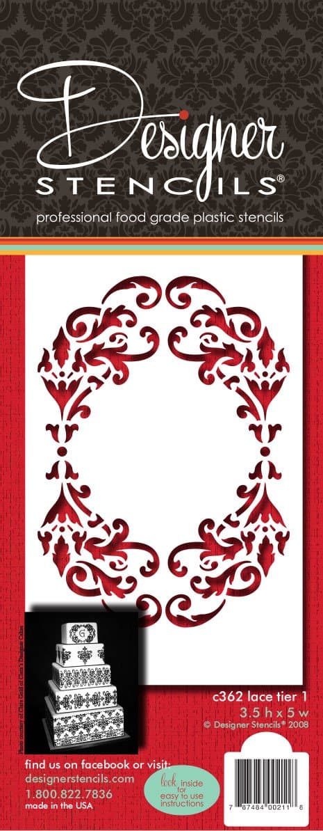 Designer Stencils Lace Set 1 Cake Stencil, Beige/semi-transparent