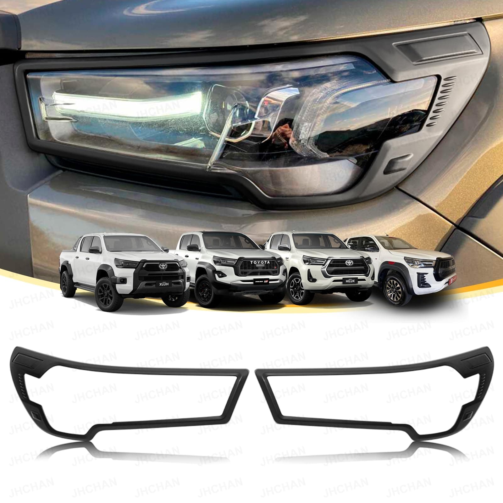 Light Guard for Toyota Hilux 2021-2026 MK9 Invincible GR Sport InvincibleX, for Toyota Hilux Front Headlight Cover, Hilux Accessories (Light Surround Trim)