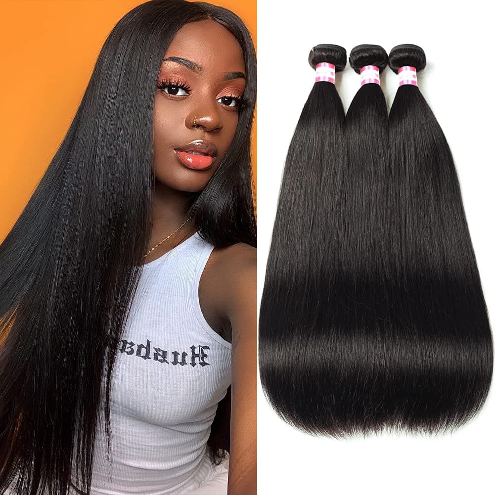 CYNOSURE Brazilian Hair 3 Bundles 9A Virgin Unprocessed Straight Human Hair 24 26 28 inches Brazilian Straight Hair…