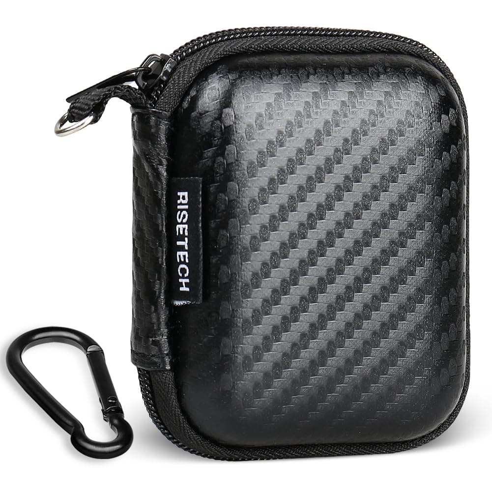 Earbud Case Holder Earphone Case Hard EVA Headphone Storage Bag Small Zipper Pouch Compatible with Wired Earbuds, JBL Vibe Beam, Tune 230NC TWS, TAGRY X08, Btootos A90 Pro, in Ear Monitor -with Clip