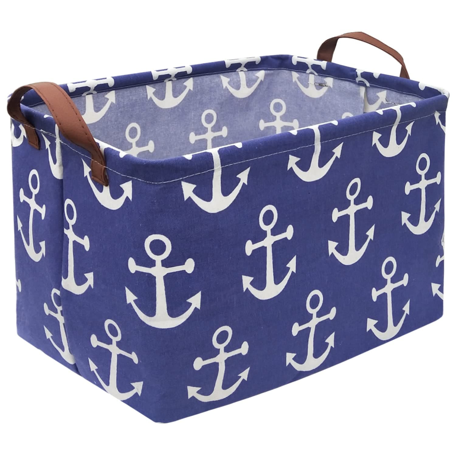 Rectangular Kids Storage Bins,Boys Baskets,Collapsible Anchor Organizer Bin with Handles for Nautical Nursery Decor,Clothes Storage,Book Basket,Gift Basket.( Anchor)