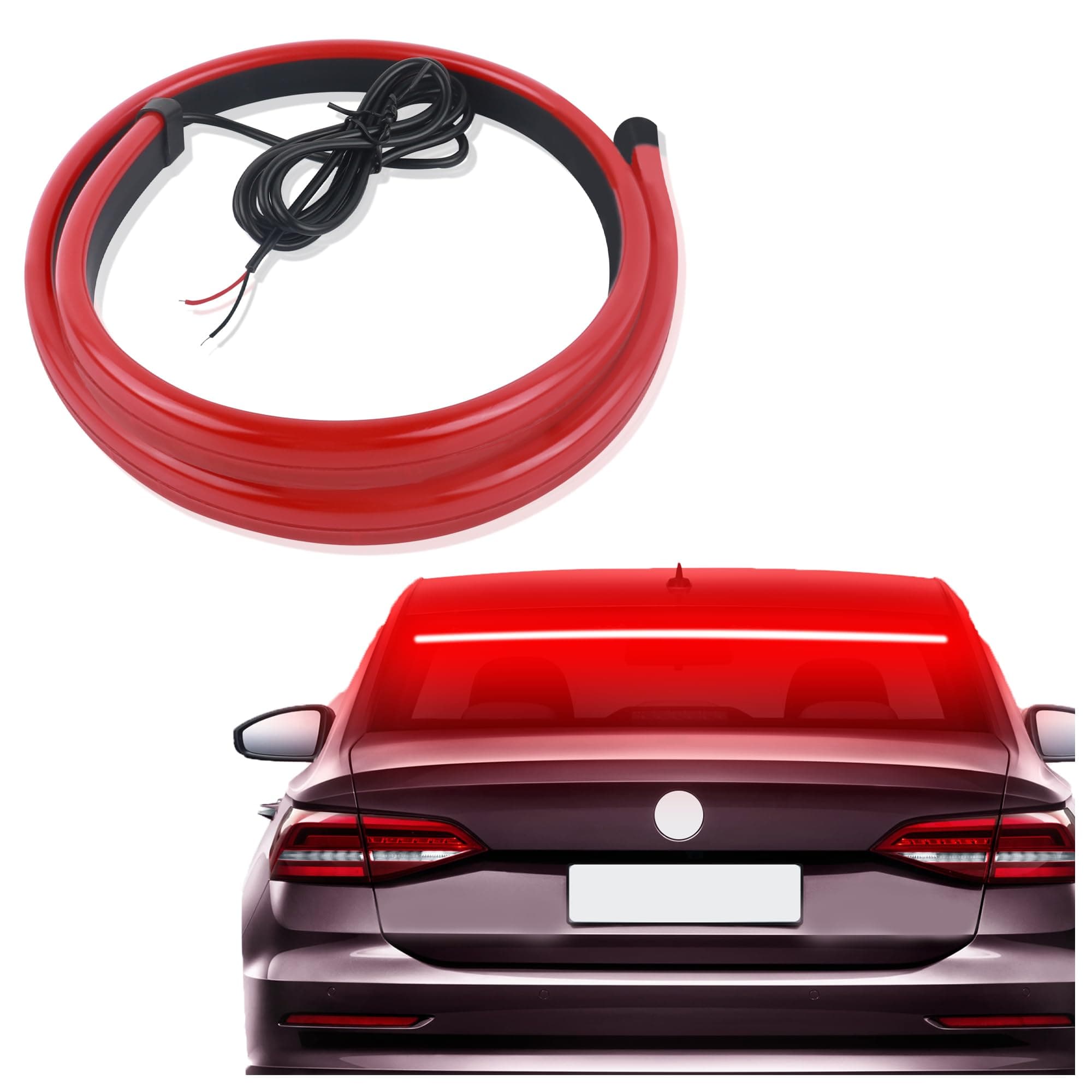 Aokdom 35inch Car Brake Light Strip,12V High Mount Third Brake Light Led Strip Lights,Waterproof Tailgate Light Bar Red Led Lights with High Brightness Light Beads for Car Truck SUV