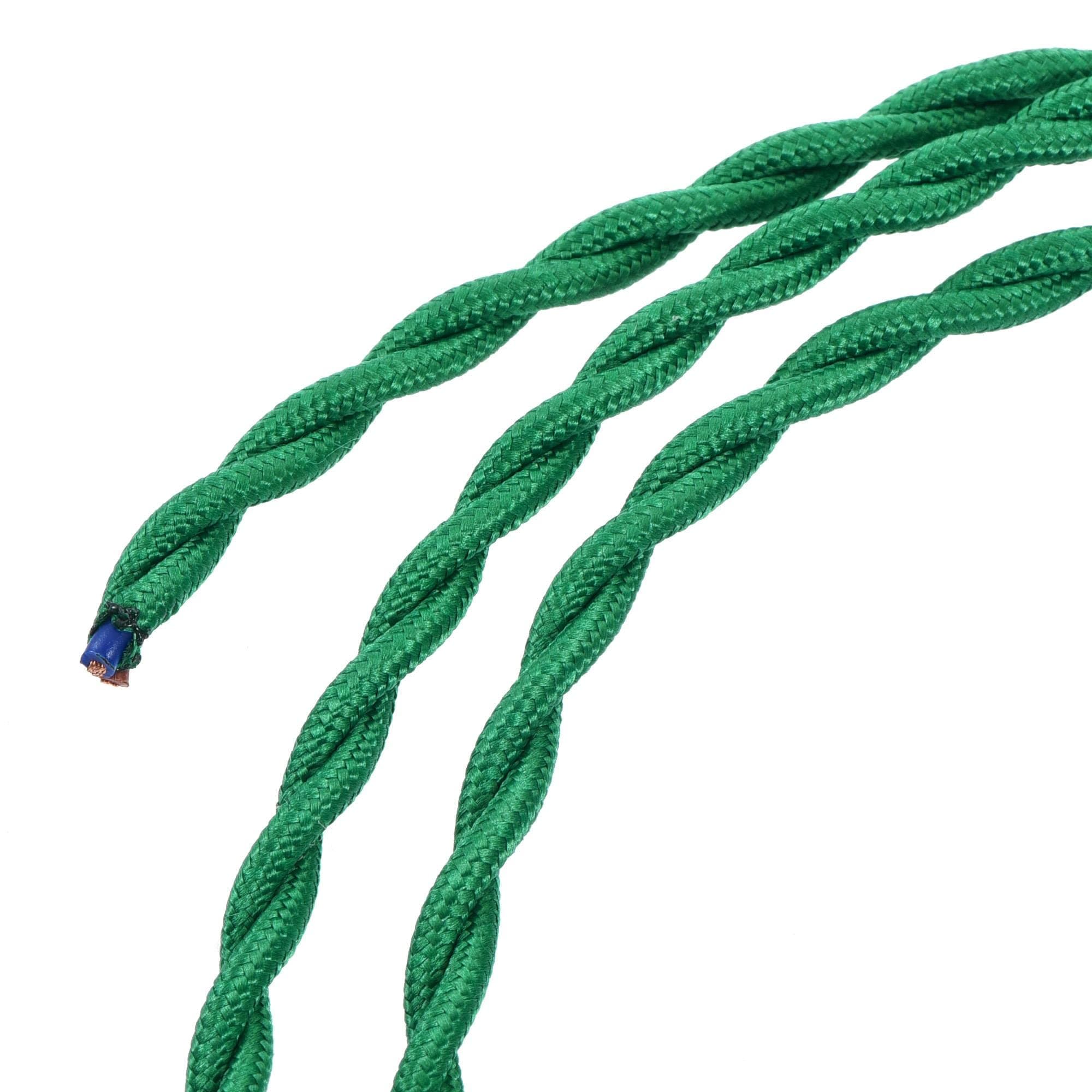 sourcing map Twisted Cloth Covered Wire 2 Core 18AWG 5 Meter/16.4 Feet, Vintage Woven Fabric Electrical Cable for Pendant Light DIY Project, Dark Green