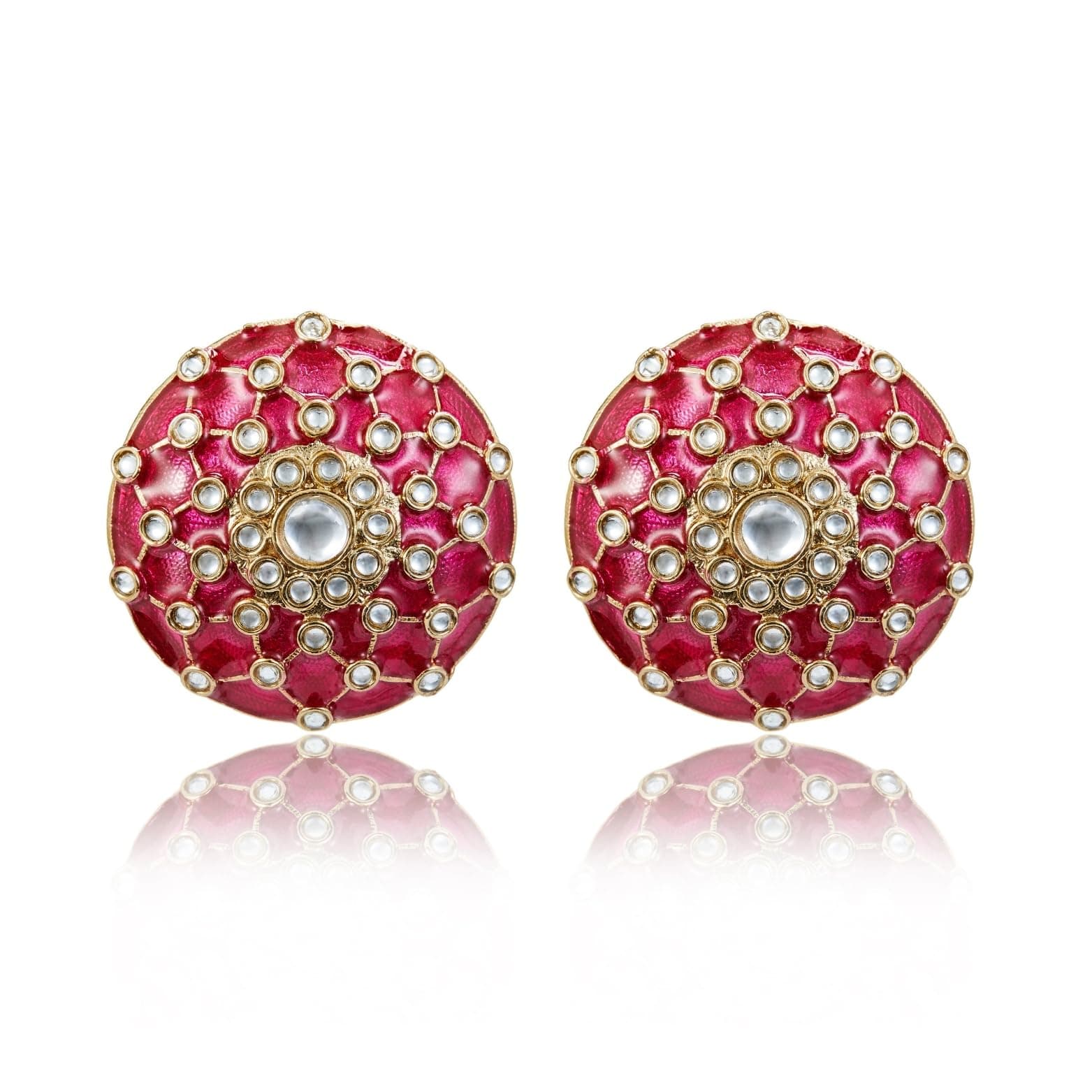Roohani Meenakari stud earrings for women and girls with kundan | Statement earrings | Ethnic earrings for wedding and festive