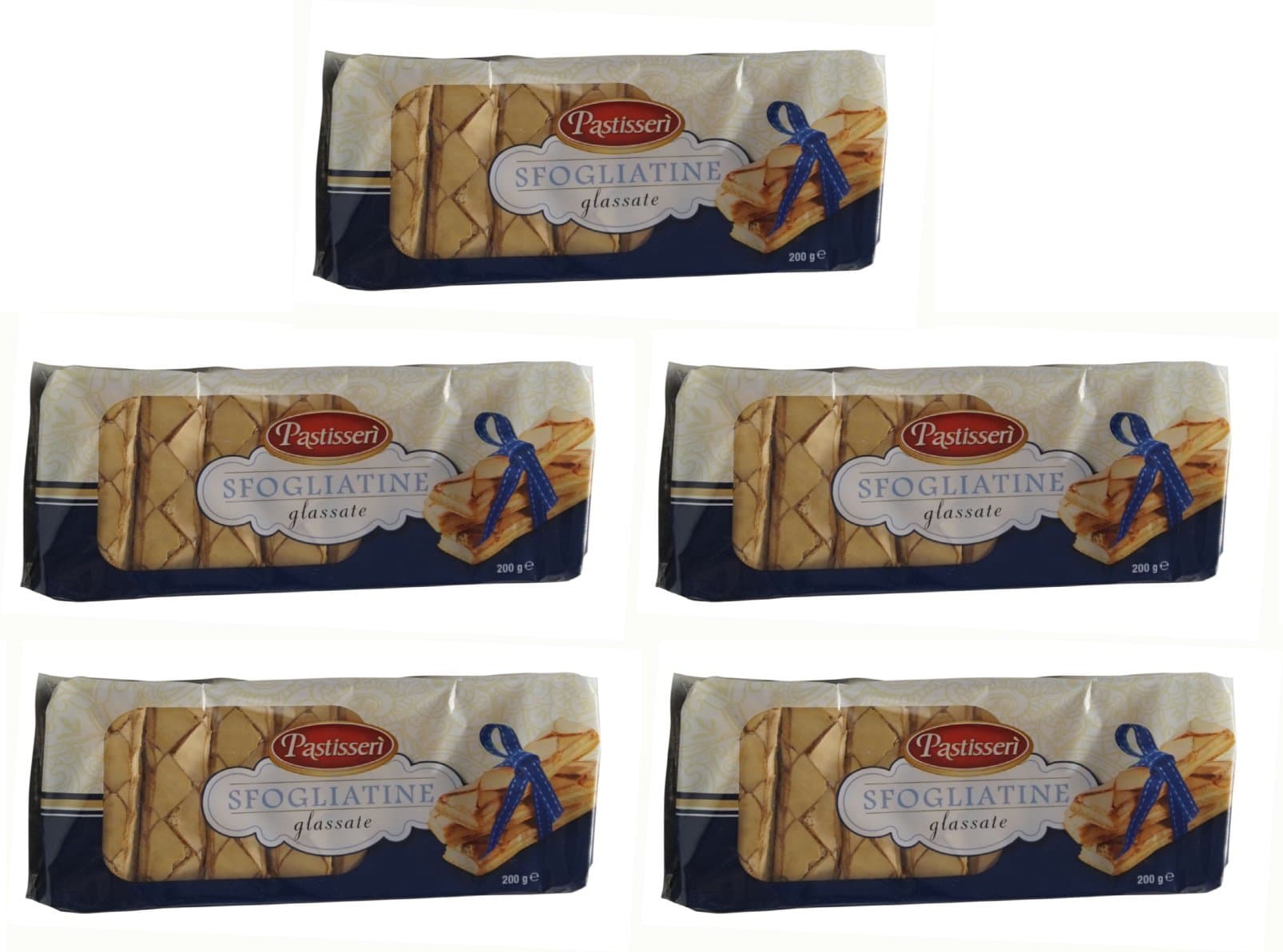 Pastisseri: " Sfogliatine Glassate " glazed puff 7.05 Ounce (200gr) Pack of 5 [ Italian Import ]
