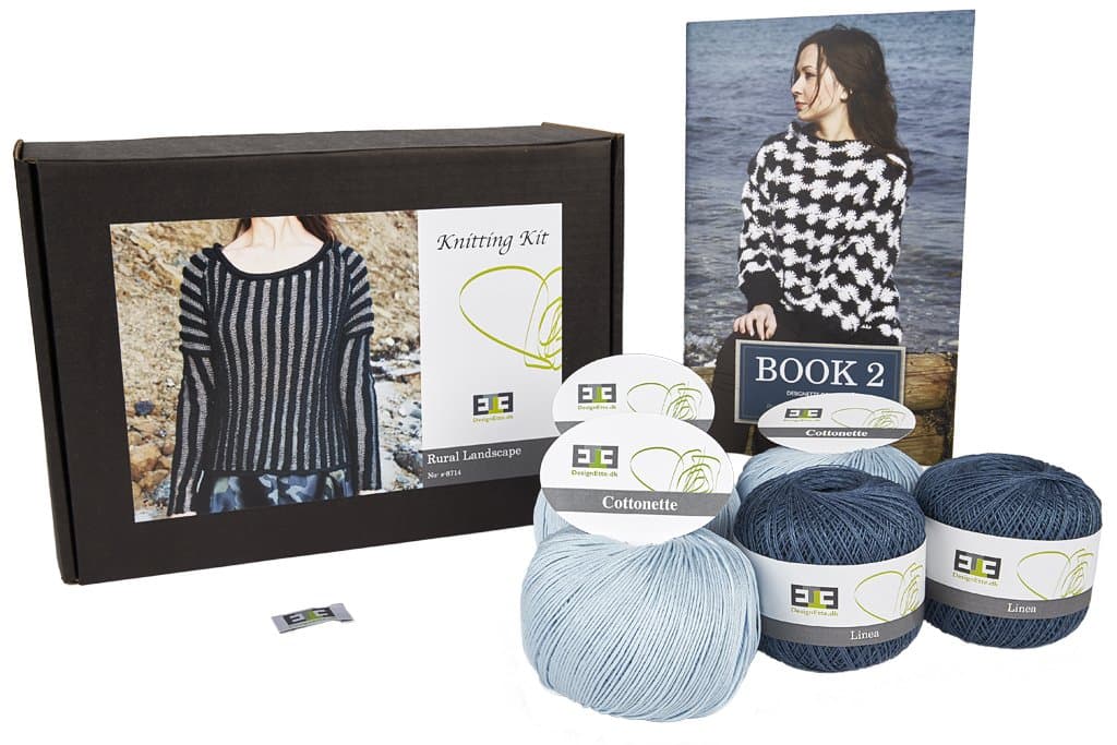 DesignEtteKnitting Kit Rural Landscape Linen/Cotton Indigo/Light Blue M