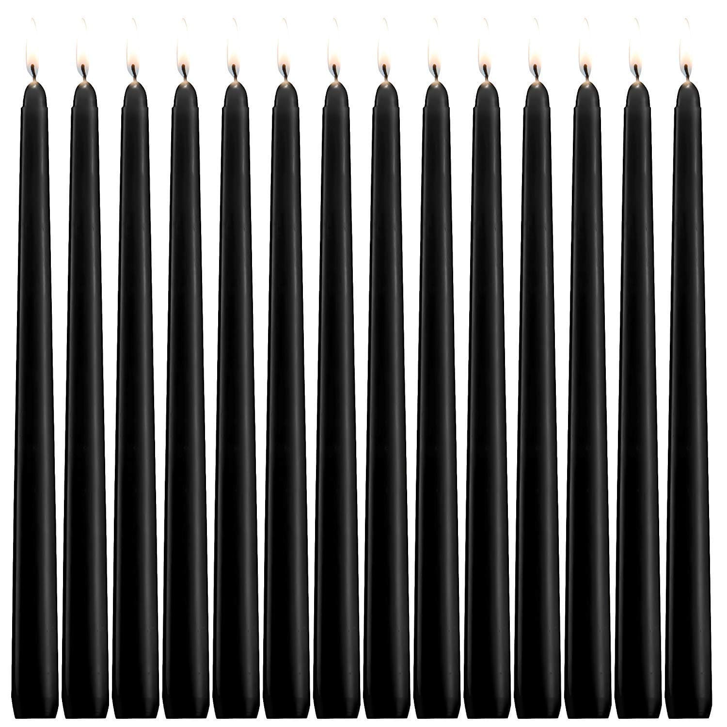 YIH 14 pcs Unscented Black Taper Candle | Hand Poured Wax Candles 12" x 7/8" | for Home Décor, Wedding Receptions, Baby Showers, Birthdays, Celebrations, Party Favors