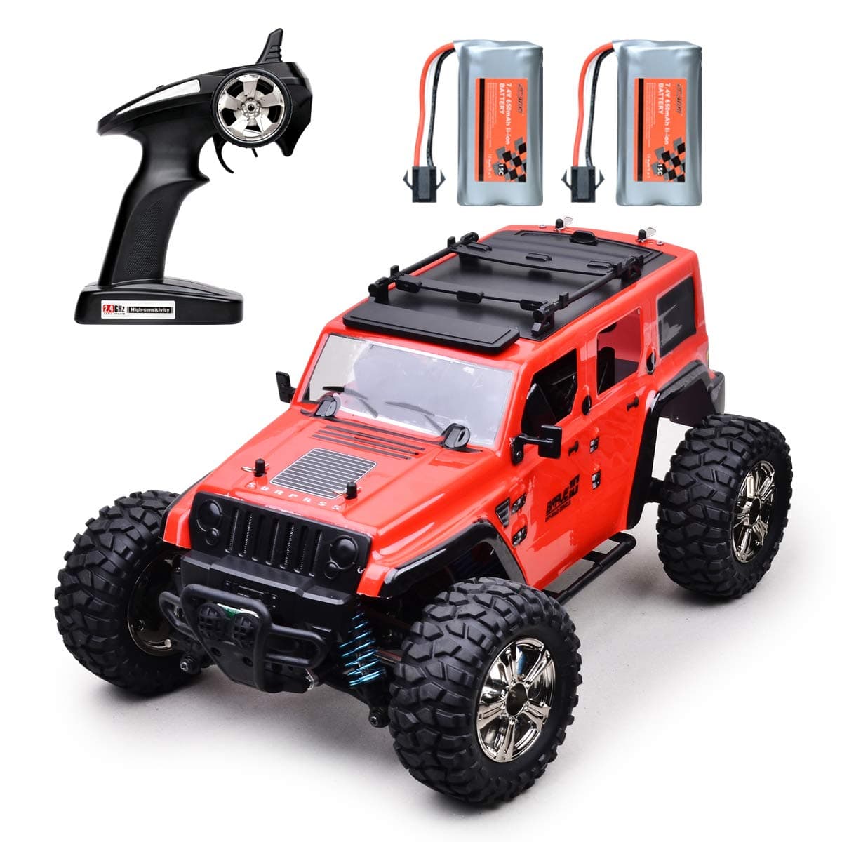 RC Cars 4WD RC Rock Racer Off-Road Electric car，2.4Ghz Radio Remote Control Car, 1/14 Scale RTR Hobby Grade Cross 25KM/H Remote Control Truck High Speed Racing Monster, Red