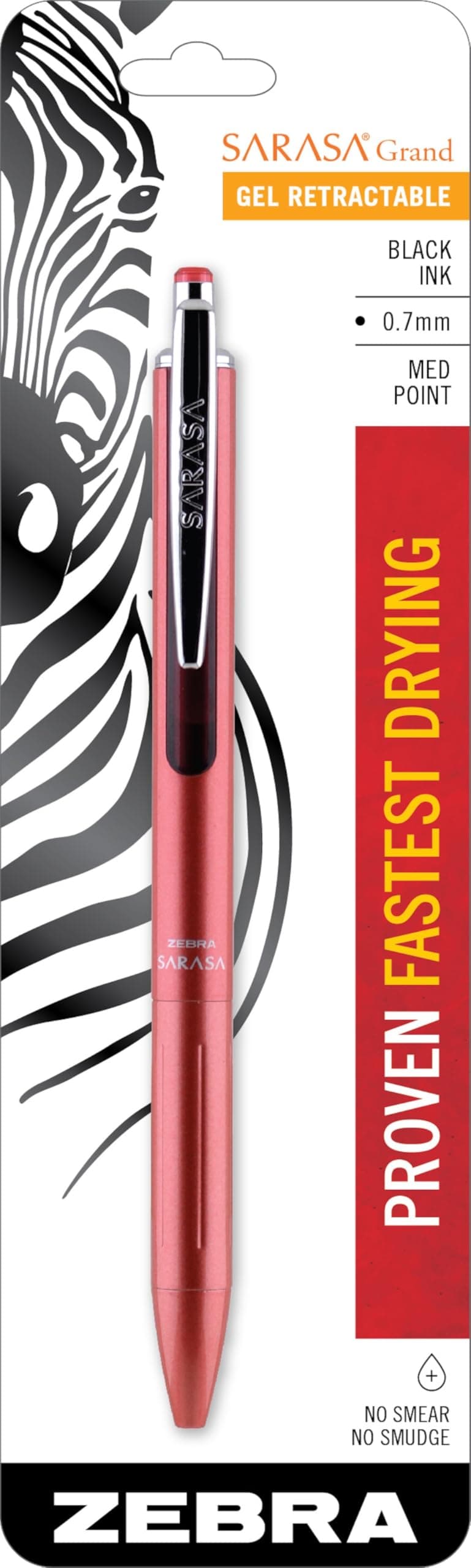 Zebra Sarasa Grand, Retractable Gel Ink Pen, Rose Gold Barrel, Medium Point, 0.7mm, Black Ink, 1-Count