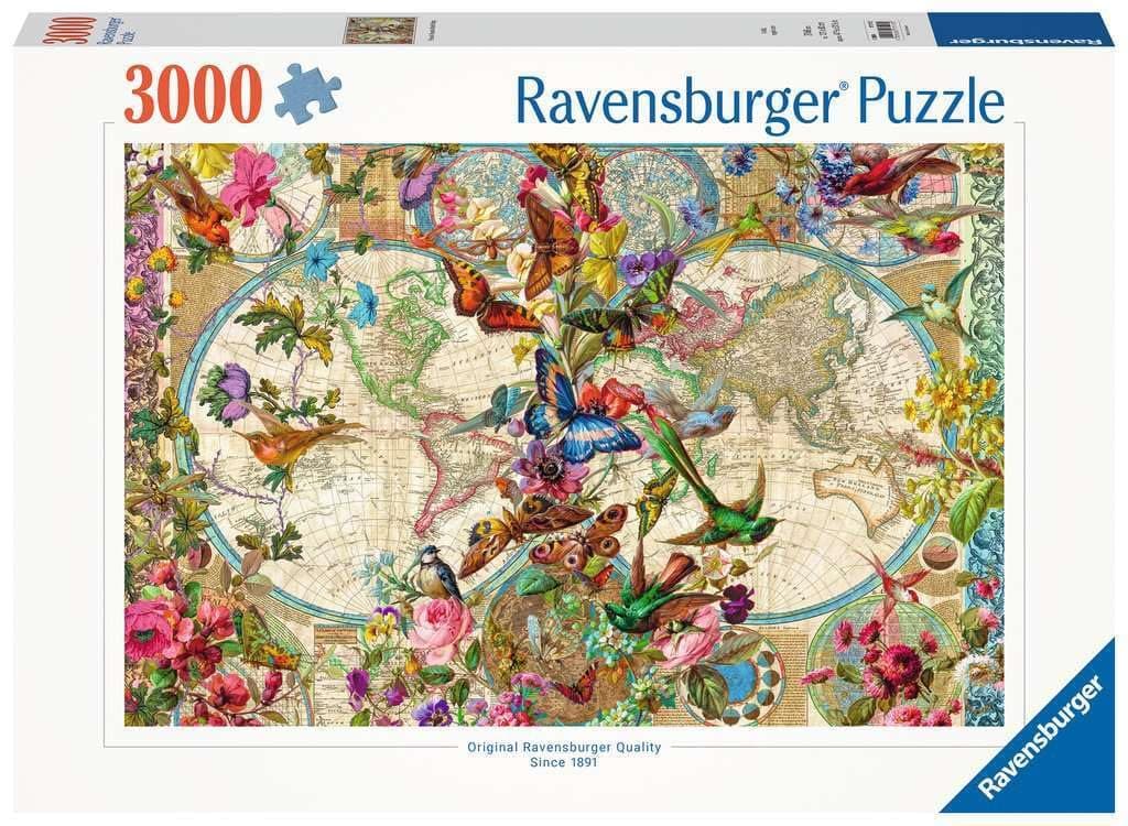 Puzzle 17117 Weltkarte mit Schmetterlingen 3000 Teile Puzzle