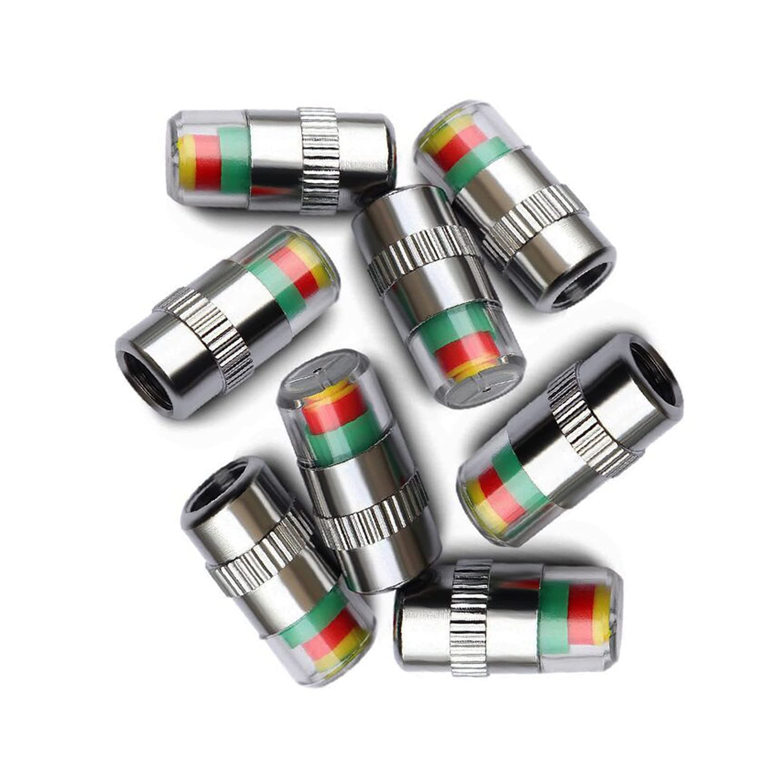 8Pcs 2.2Bar 32PSI Car Tire Pressure Monitor Valve Stem Caps Sensor Indicator 3 Color Eye Alert