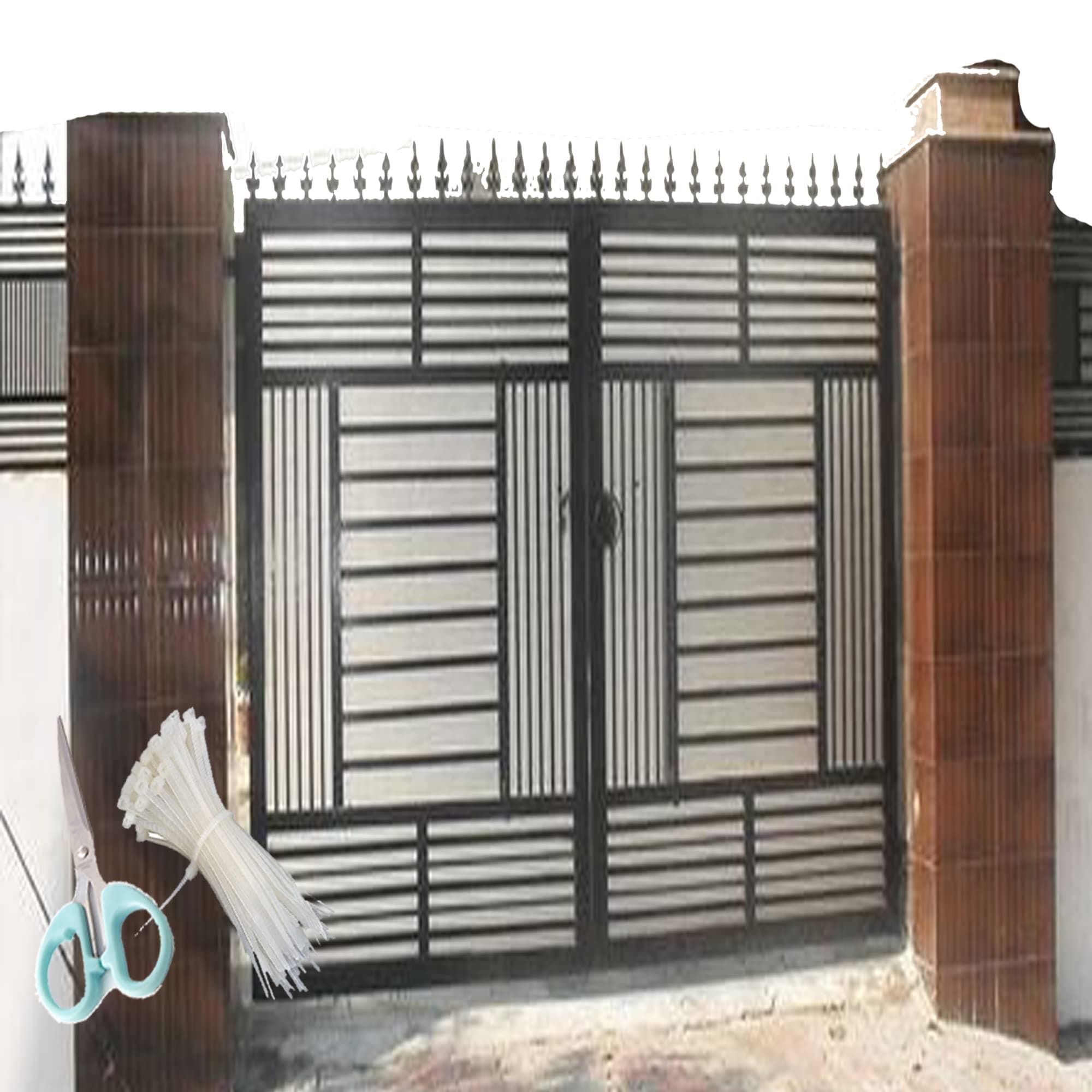 Polyvinyl Chloride Uv Resistant 4 X 5 Feet Pvc Gate Sheet_Grill Sheet_Gate Covering Sheet_Balcony Saftey Sheet_Privacy Sheet_White Color_With 1 Scissor_50 Tags Mmsgt57