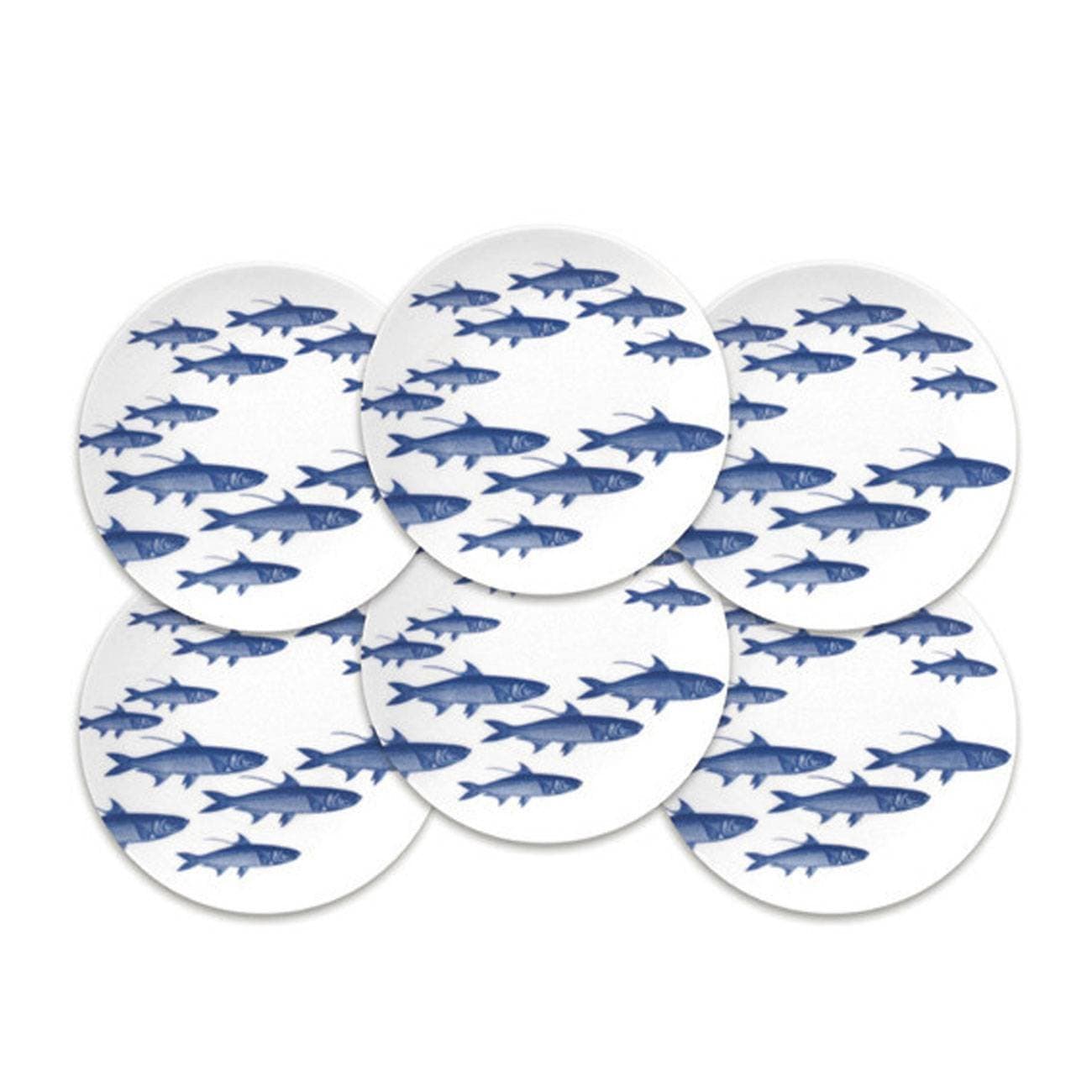 Caskata School of Fish Blue Canape Plates, Set of 6