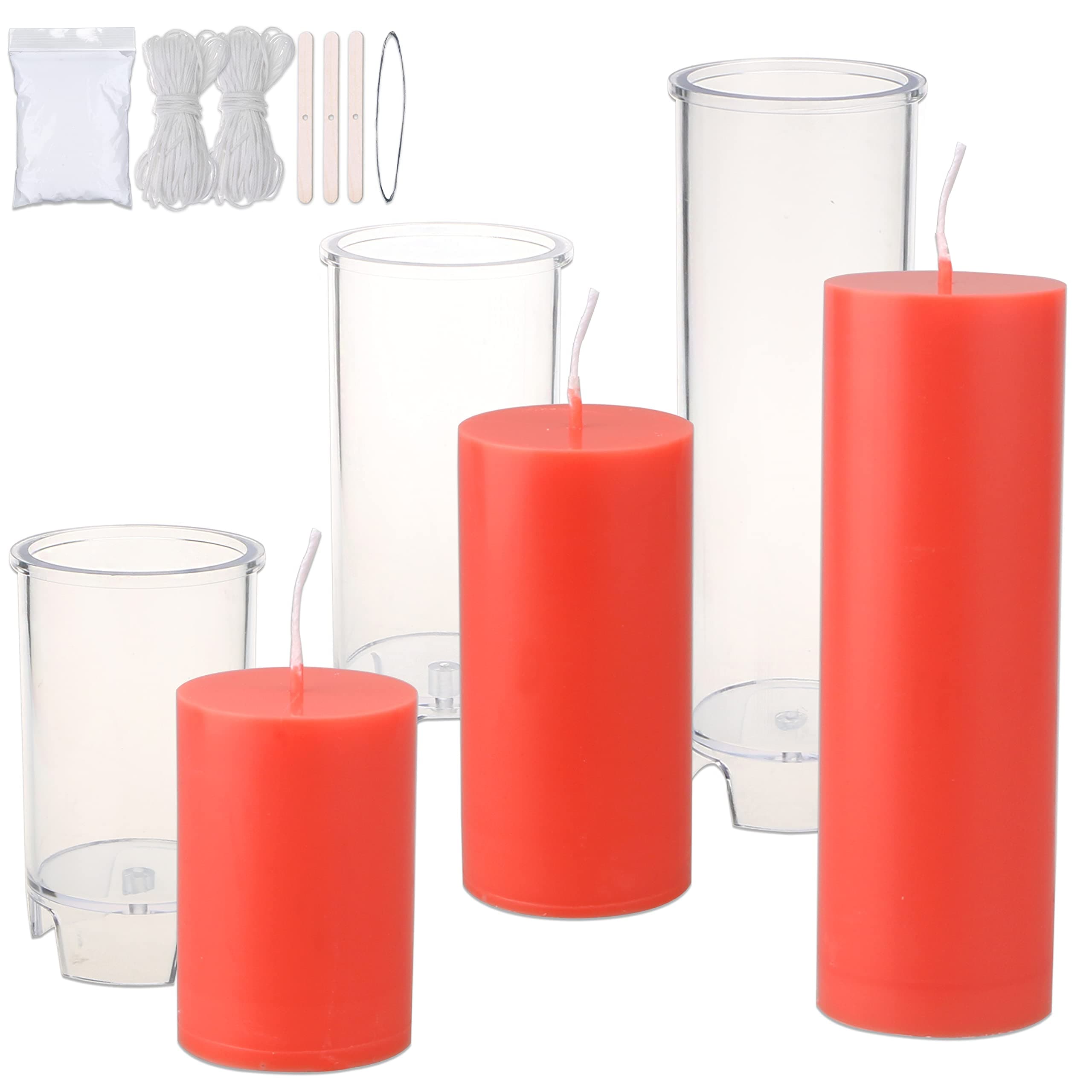 MILIVIXAY 3PCS Pillar Candle Molds - Plastic Cylinder Candle Mold Set for Candle Making-Candle Making Molds with Candle Wicks Kit.