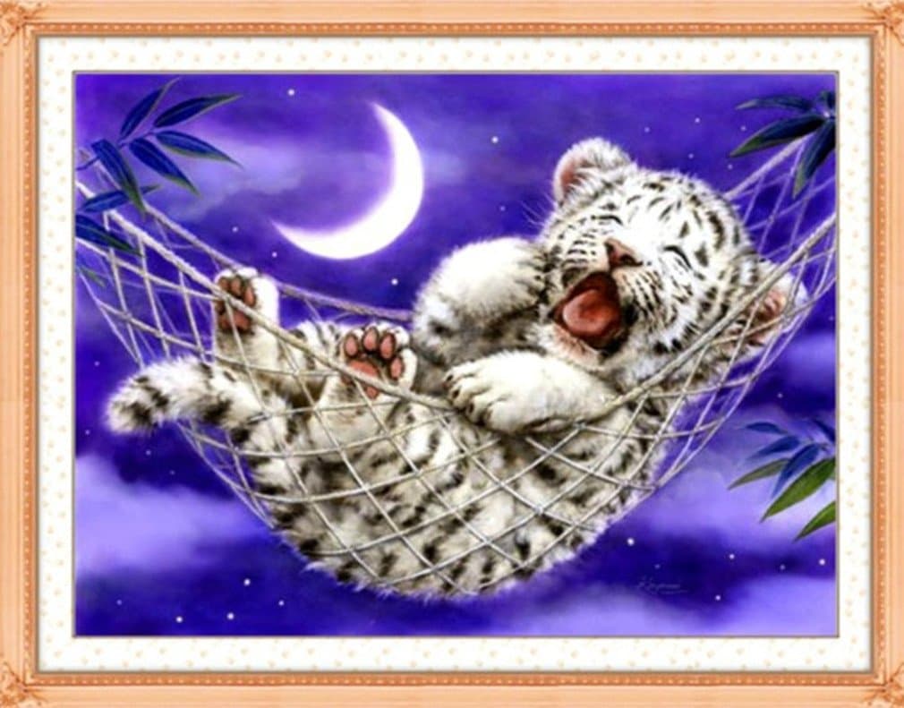 Cradle Tiger Baby Cross Stitch Kit Cotton Silk 100% Accurate Printed Cross Stitch