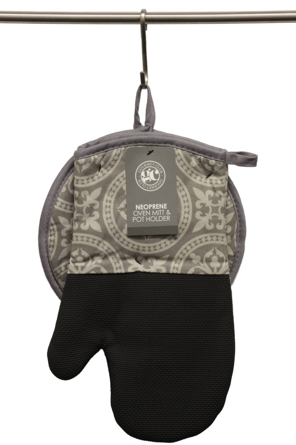 Oven Mitt and Potholder Set - Pot Holders and Oven Mitts Protect Hands and Surfaces - Kitchen Essentials Ideal for Cooking, Baking - Heat Resistant to 500F - Cotton w/Neoprene Silicone for Easy Grip