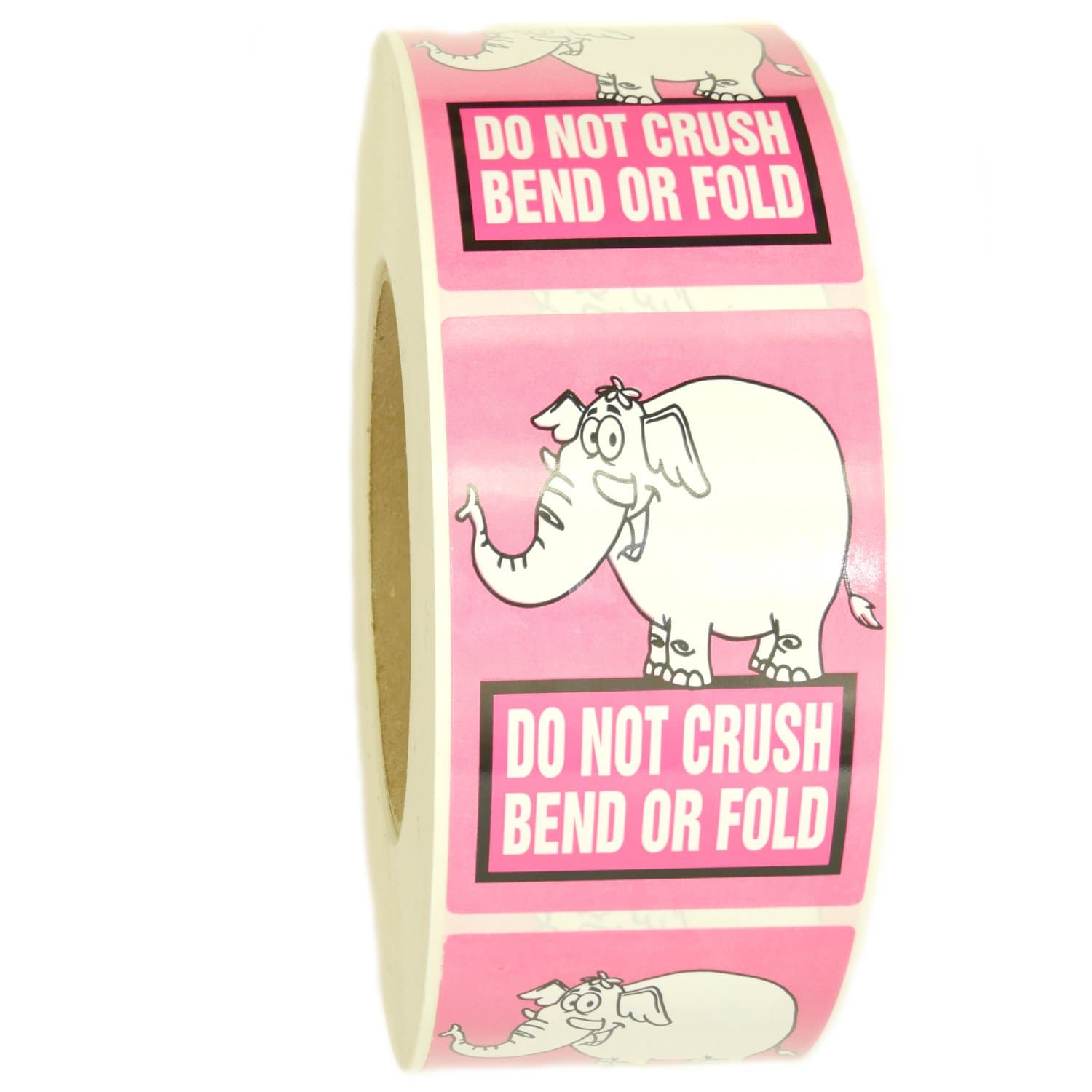 Pink Elephant "Do Not Crush Bend or Fold" Stickers - 3" by 2" - 1000ct