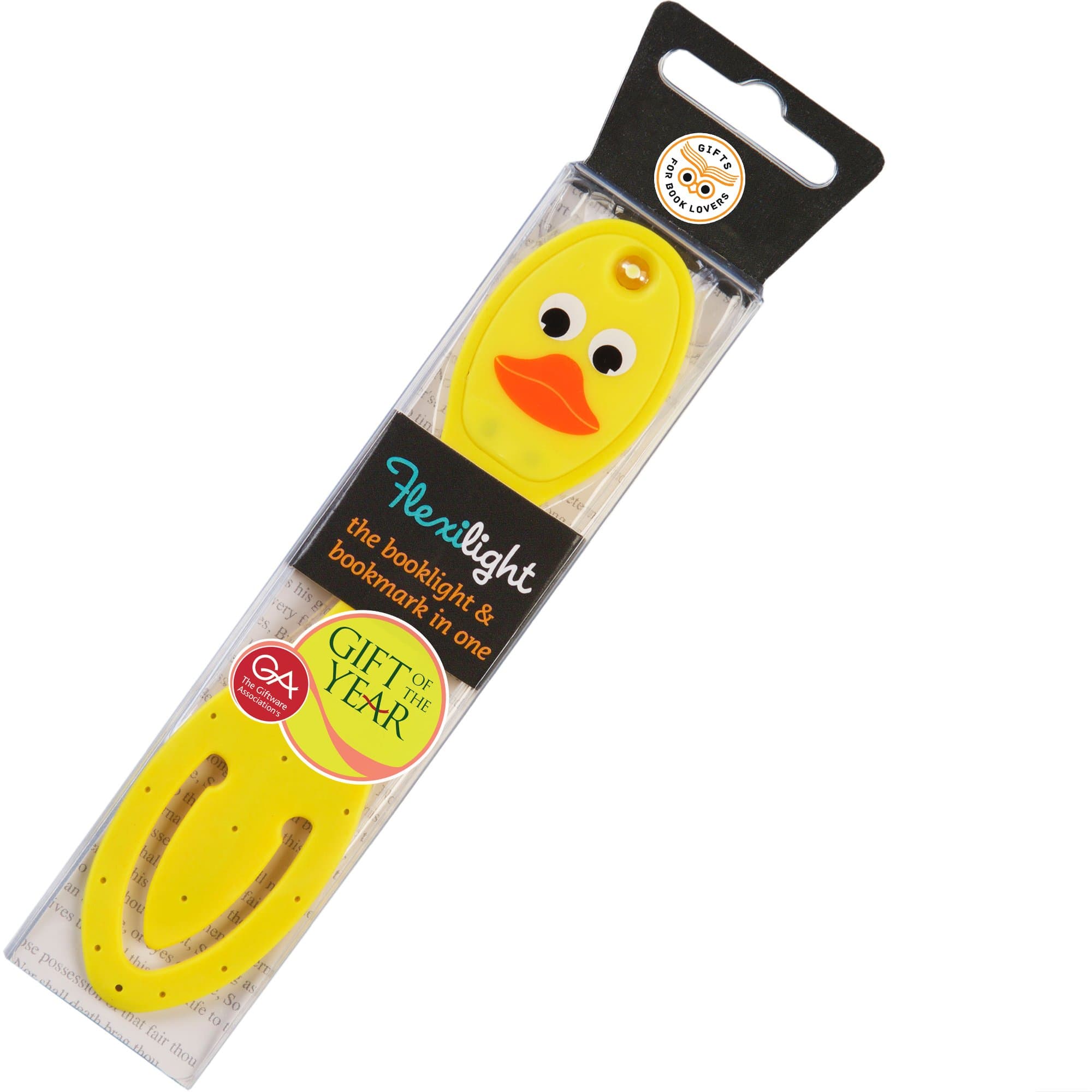 Book Light for Kids Reading in Bed at Night - LED Clip On Booklight and Bookmark with Batteries. Great Gift for Birthday and Christmas - Yellow Duck