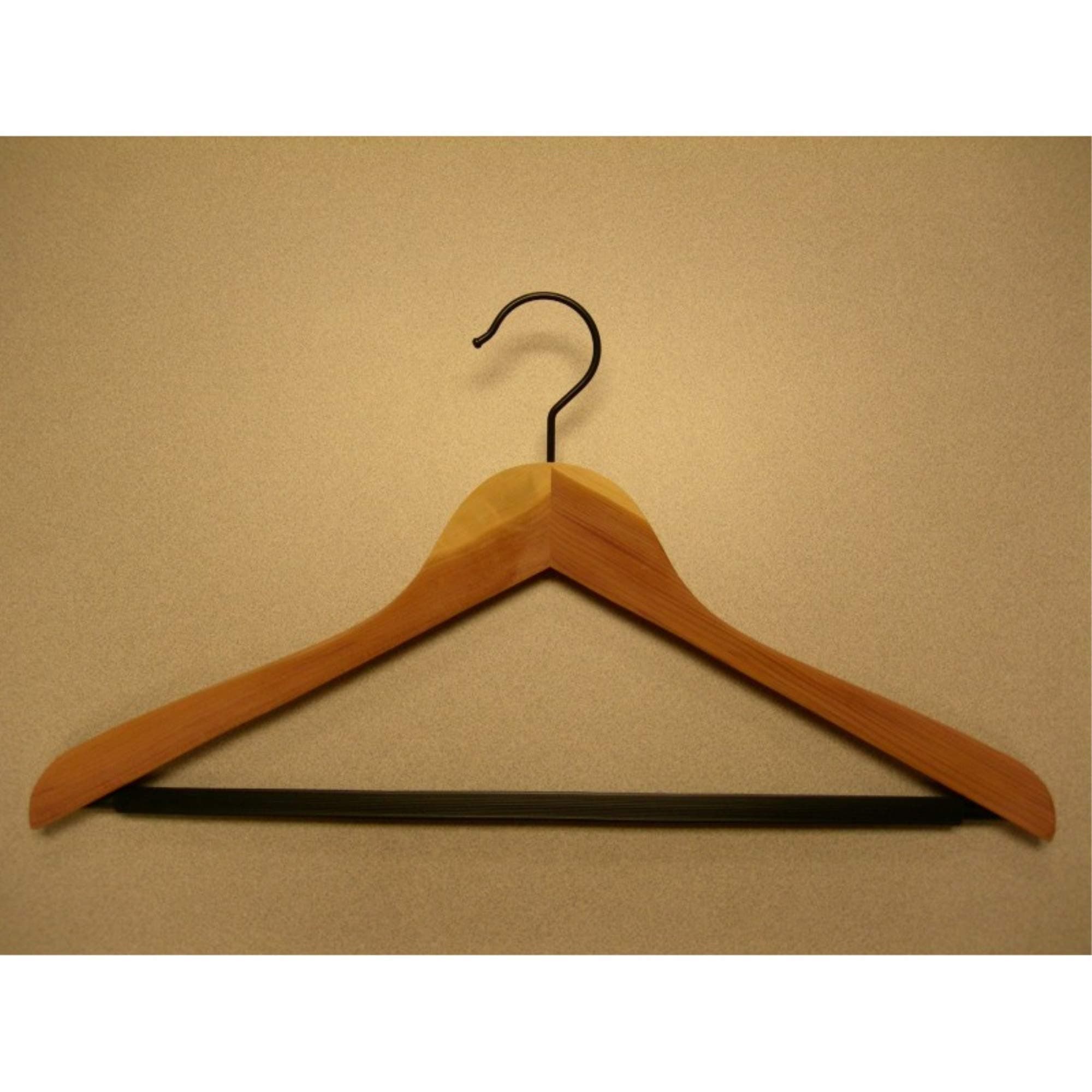 Cedar Concave Suit Hanger with PVC Ribbed Bar (Set of 12)