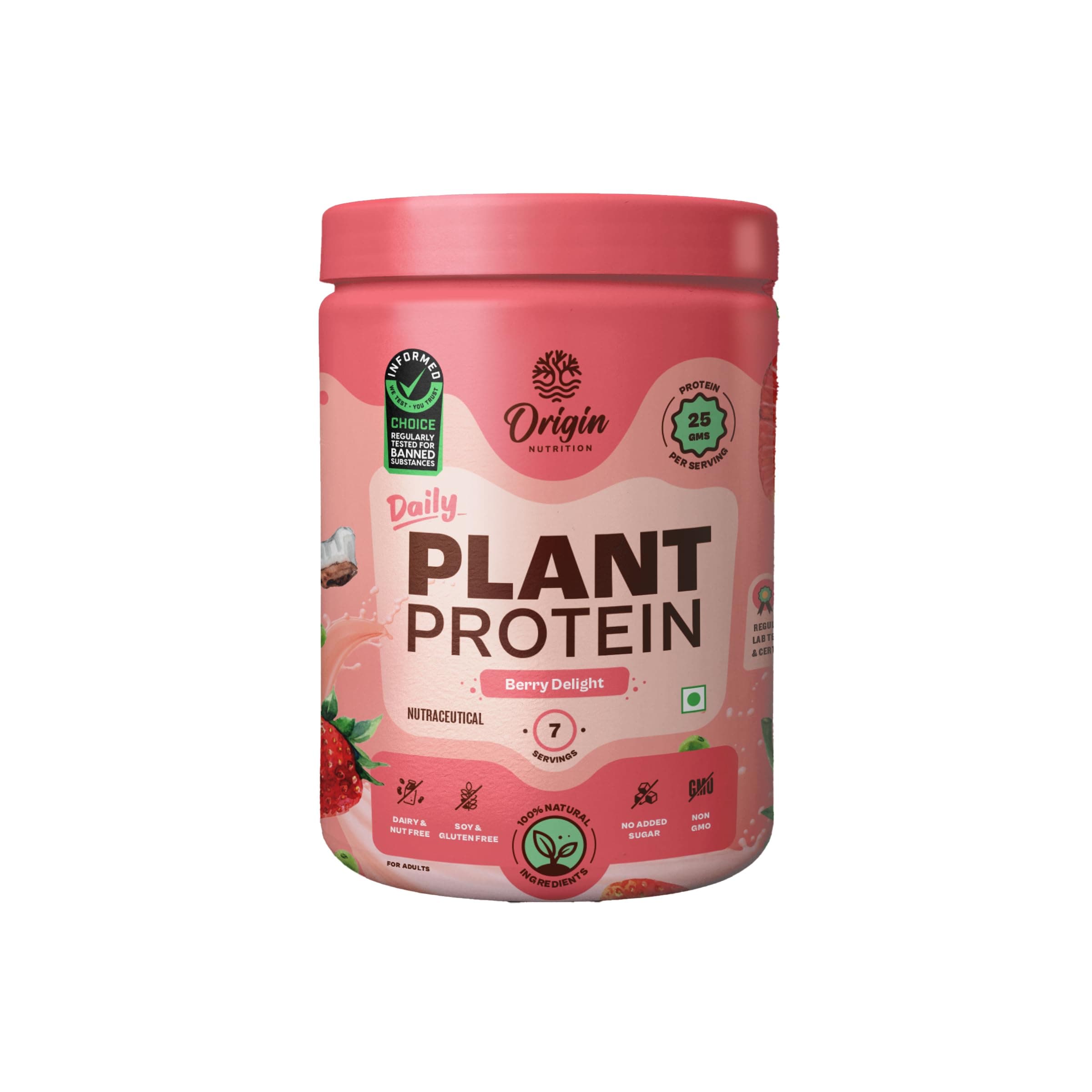 100% Natural Vegan Plant Protein Powder,Ranked Best Vegan Protein,Easy To Digest Strawberry Flavour With 25G Plant Based Protein,Dairy Free,No Added Sugar,Non-Gmo,7 Servings,290G