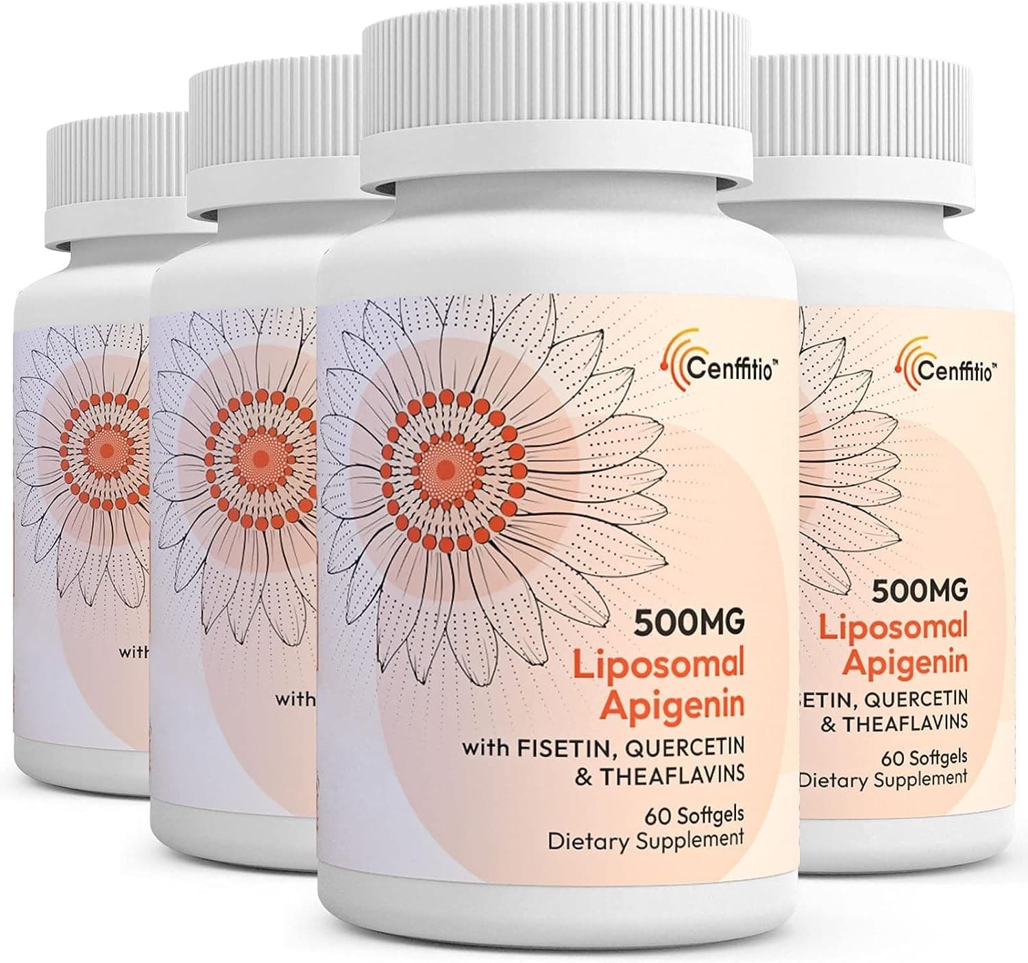 Liposomal apigenin 500mg Softgels - Optimal Apigenin Supplement with Fisetin, Quercetin and Theaflavins - 8 Month Supply