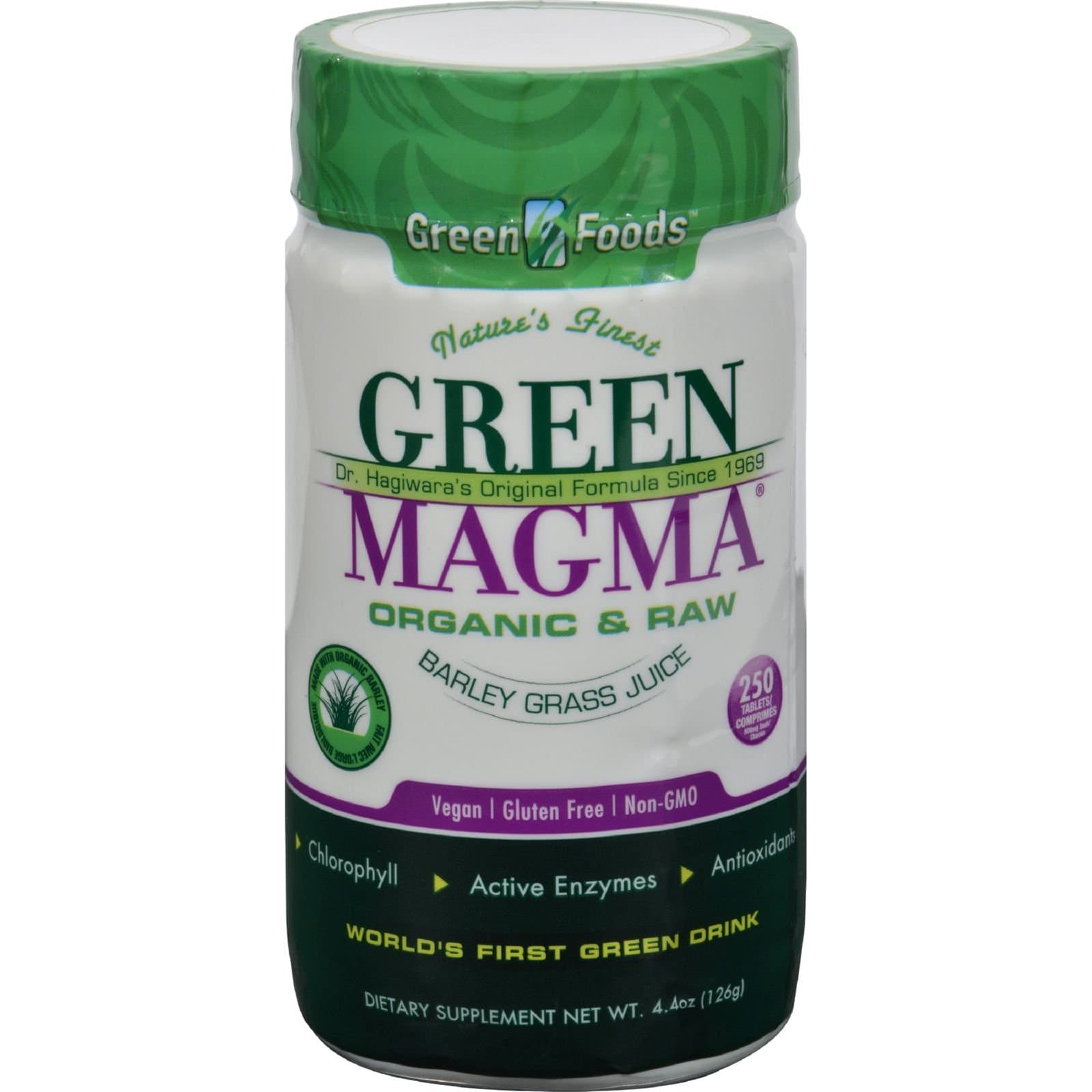 Dr Hagiwara Green Magma Barley Grass Juice Powder - 250 Tablets - 70%+ Organic - Gluten Free - Vegan