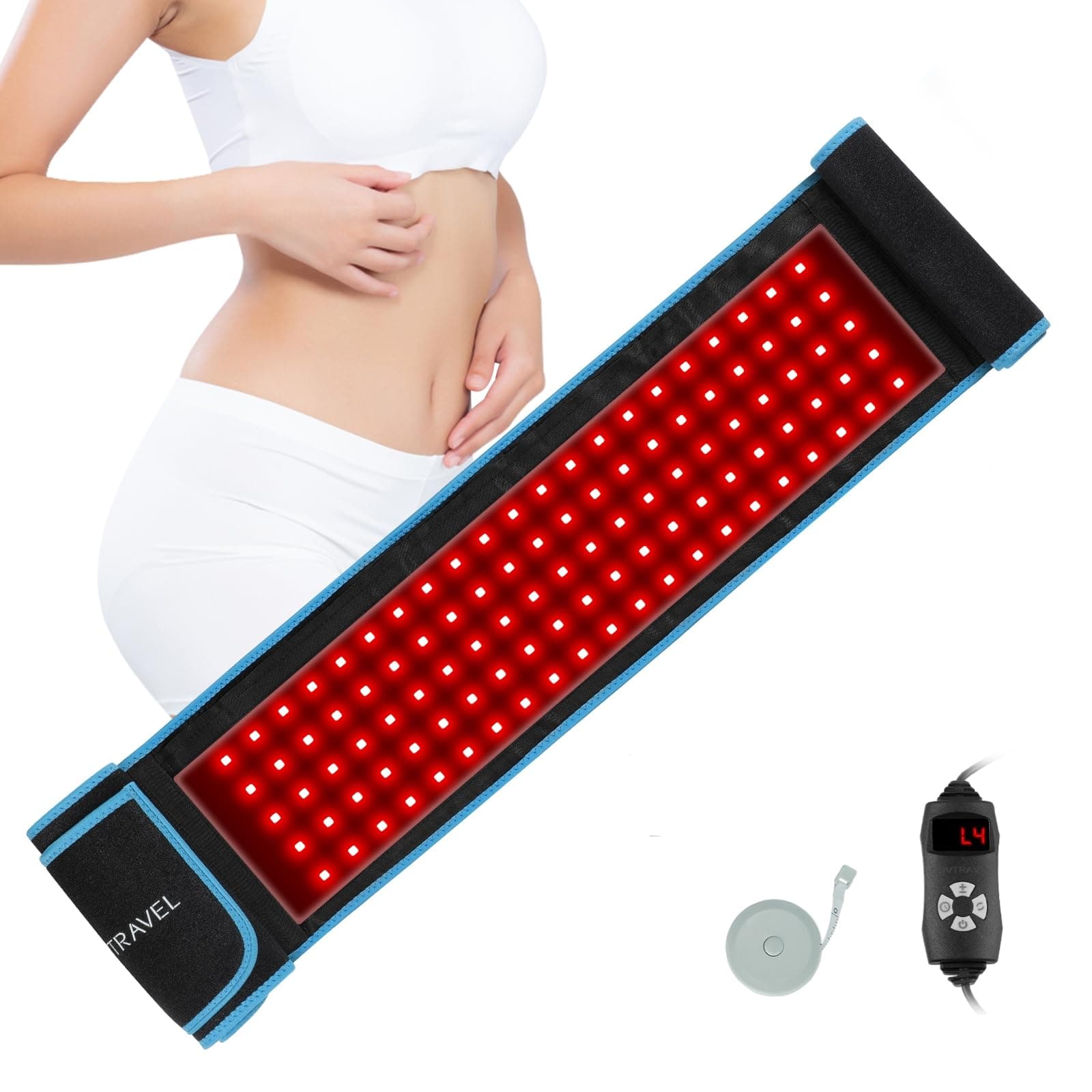 LOVTRAVEL 660nm LED Red Light Therapy Belt 850nm Near Infrared Light Therapy Devices Wearable Pads Lipo Wrap for Body Pain Relief
