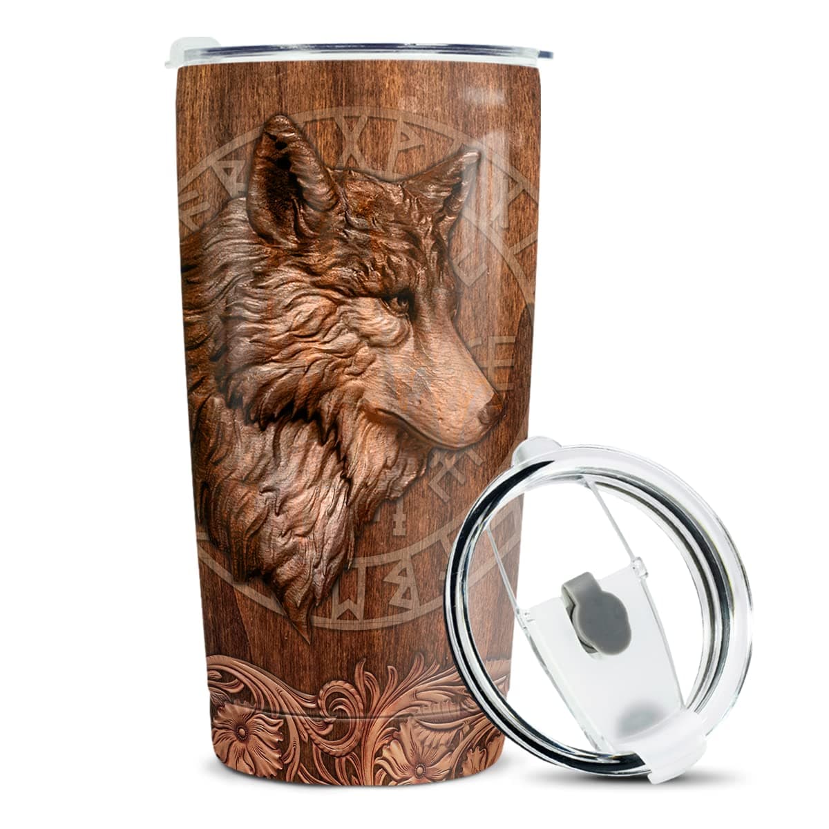 winorax Wolf Tumbler Wolves Gifts For Women Men Wolf Cup 20oz Stainless Steel Insulated Tumblers Coffee Travel Mug Cup Equestrian Gifts For Birthday Christmas