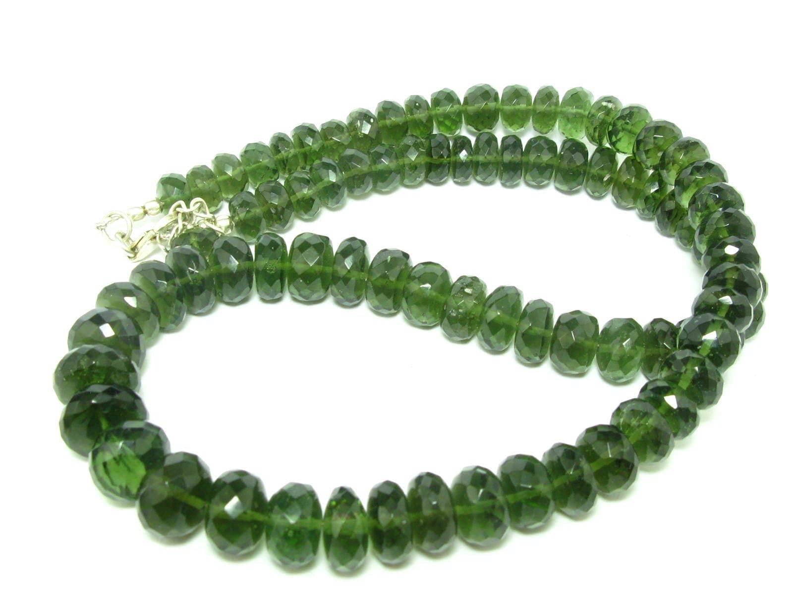 Gem Moldavite Necklace Beads From Czech Republic - 19"