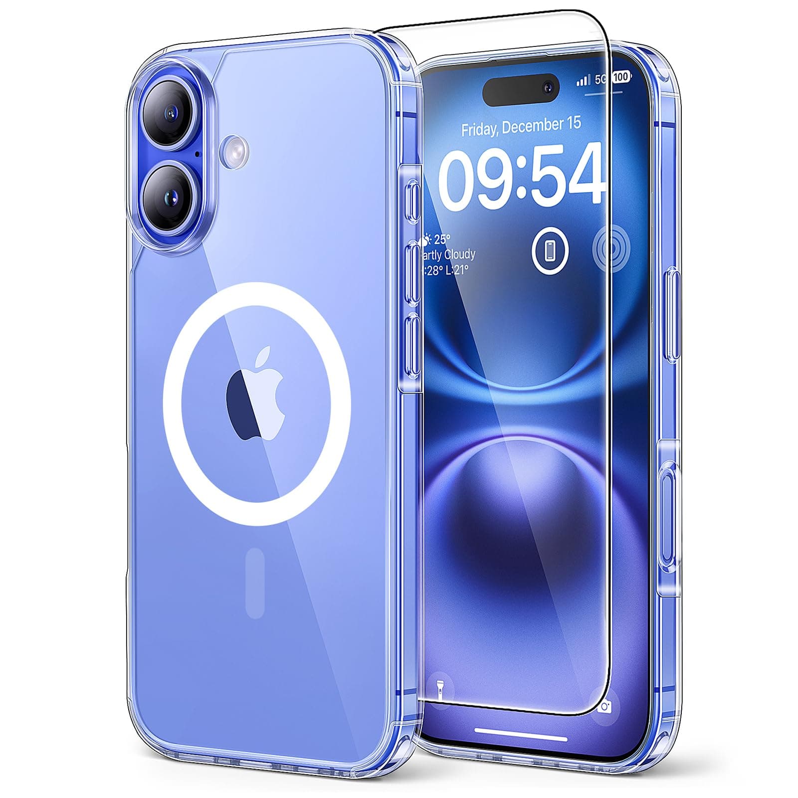 TAURI Magnetic for iPhone 16 Case with HD Screen Protector [Compatible with MagSafe] Military-Grade Protection, Not-Yellowing Shockproof Phone Cover for iPhone 16 6.1" - Clear