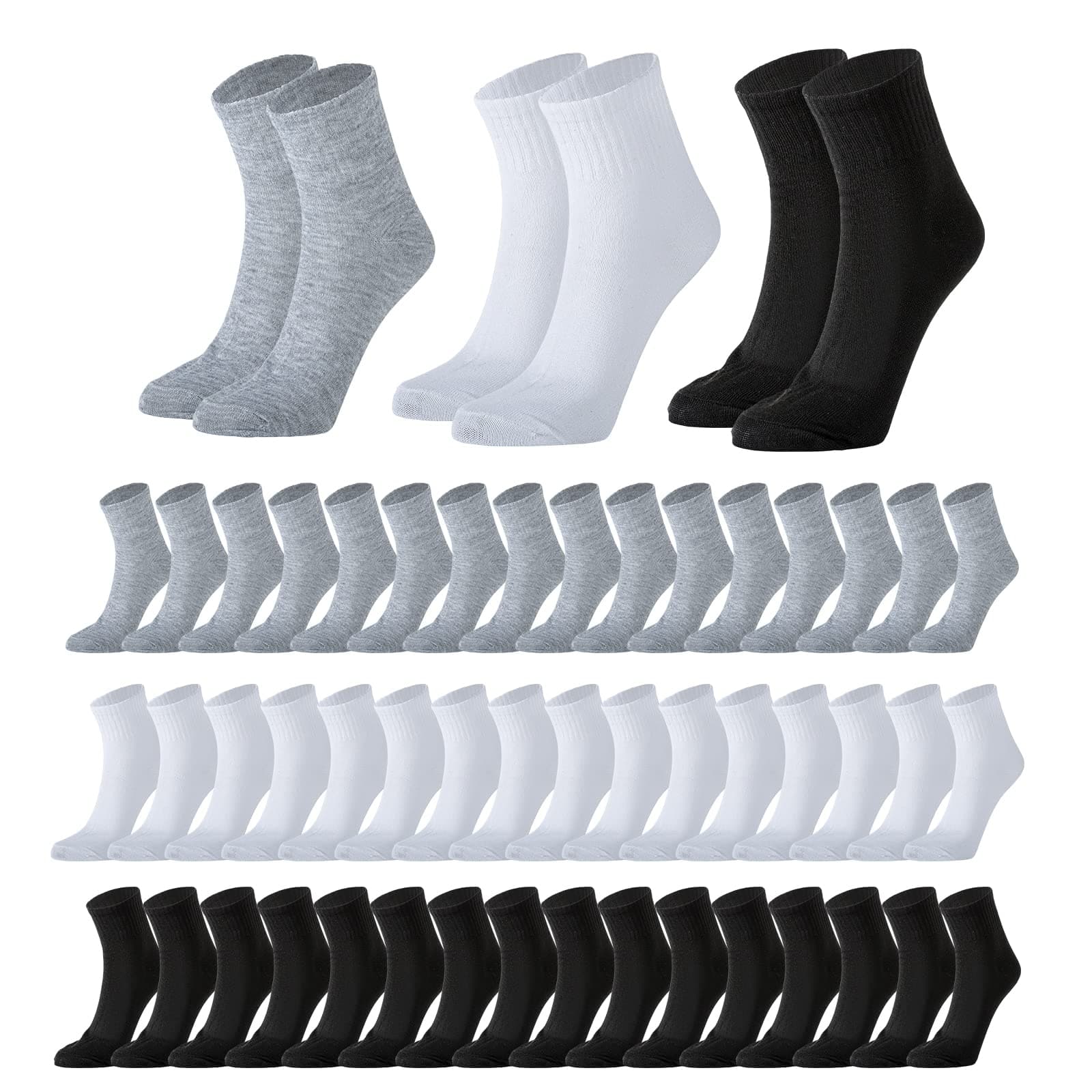 120 Pairs Mens Quarter Ankle Socks Athletic Moisture Casual Sports Socks Bulk Pack for Homeless Unisex Men Women