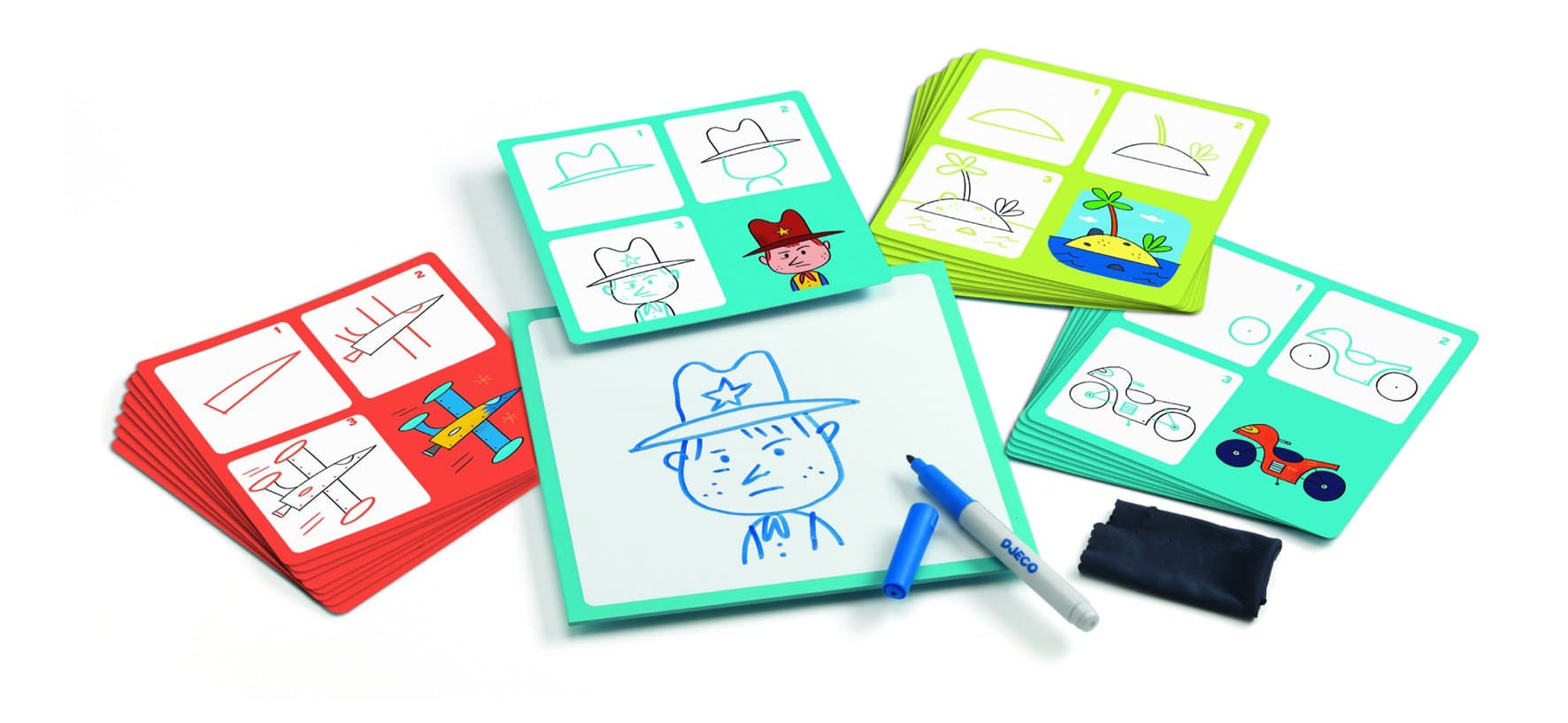 Djeco Step by Step Dry Erase Drawing Kit, Arthur