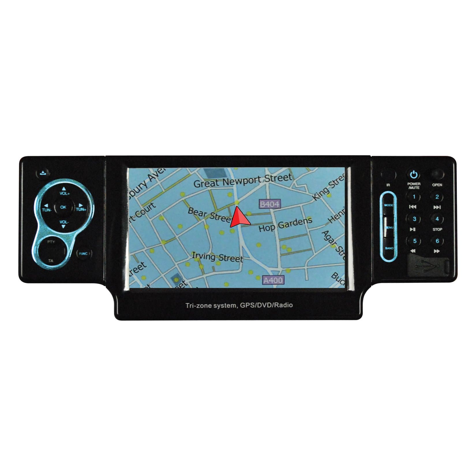 American Hi Fi ICBM-4.2GPS 4" Touchscreen GPS Car Stereo with DVD Player, Tri-Zone Function, Built-in GPS Navigation (USA, Canada)