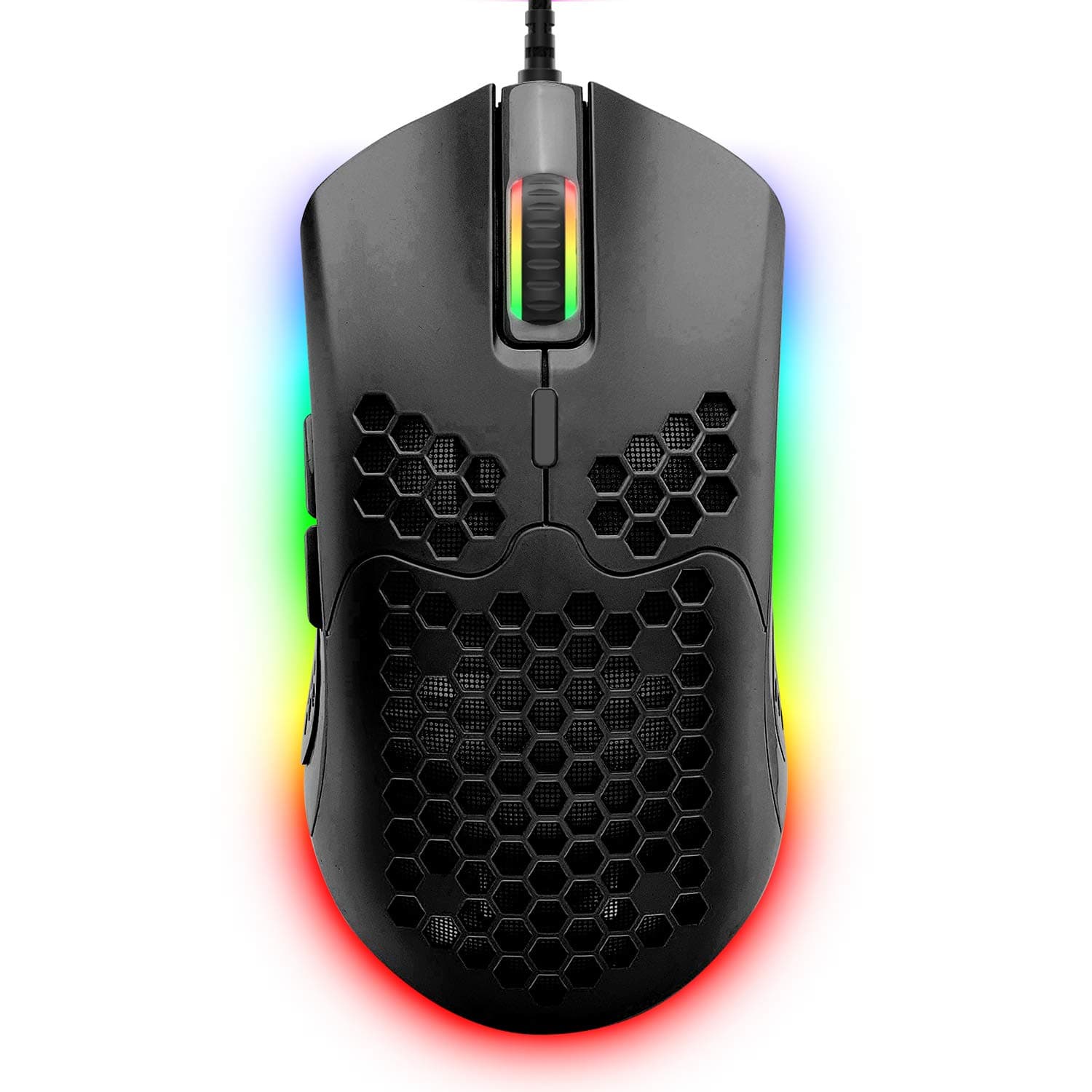 Lightweight Gaming Mouse,26 Kinds RGB Backlit Mice,PixArt 3325 12000 DPI Mouse,Ultralight Honeycomb Shell Ultraweave Cable Mouse and Anti-Key Can Be Set for PC Gamers and Xbox and PS4 Users(Black)