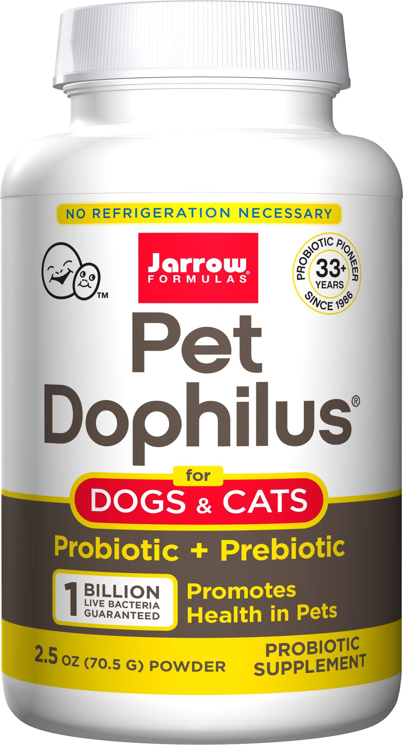 Jarrow Formulas Pet Dophilus, 1 Billion Organisms Per Gram, Probiotic For Pets, 70.5g (Cool Ship, Pack of 3)