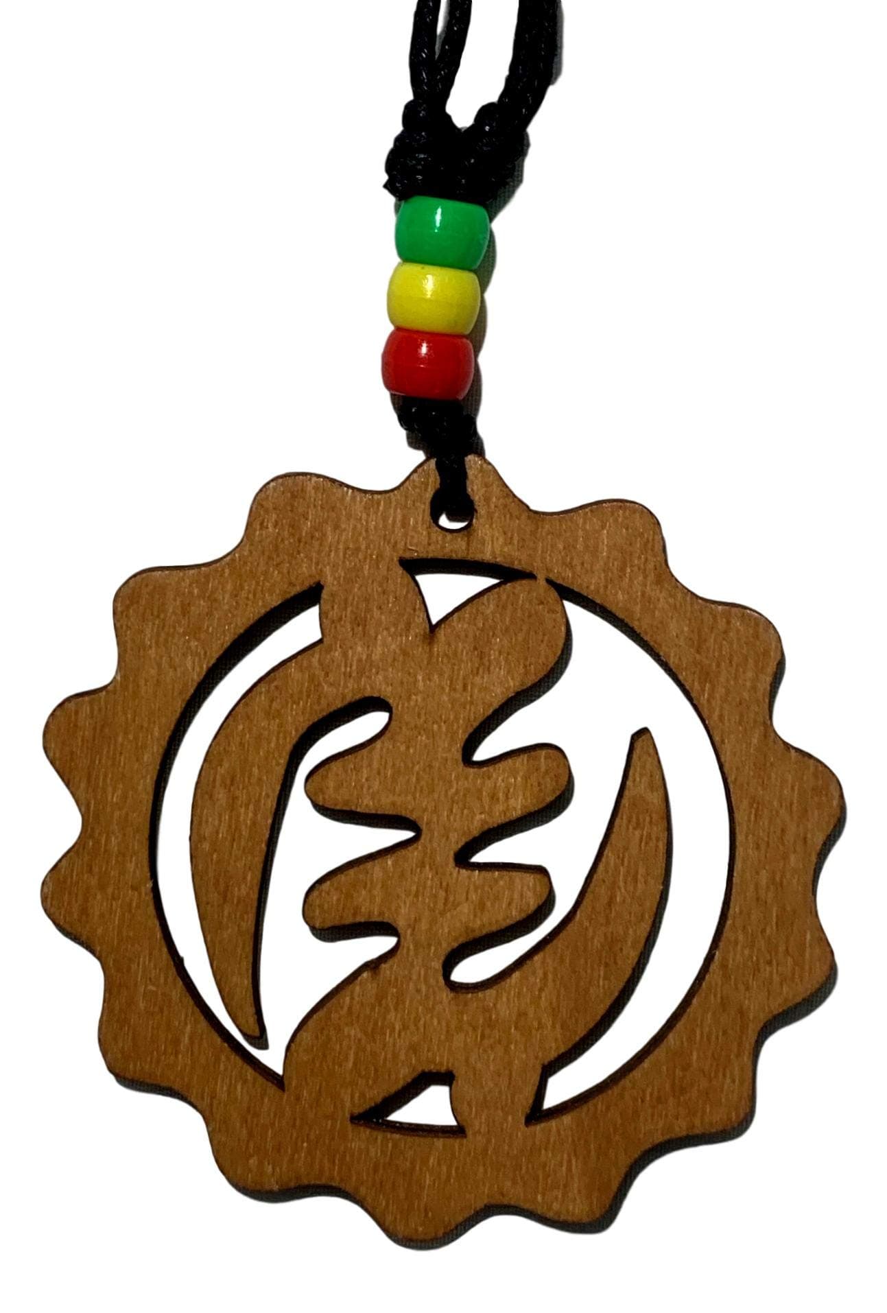 ShopHaven Brown Gye Nyame Wood Necklace, Adkinra Africa Pendant Necklace, God Necklace, Ghanian Symbol Jewelry