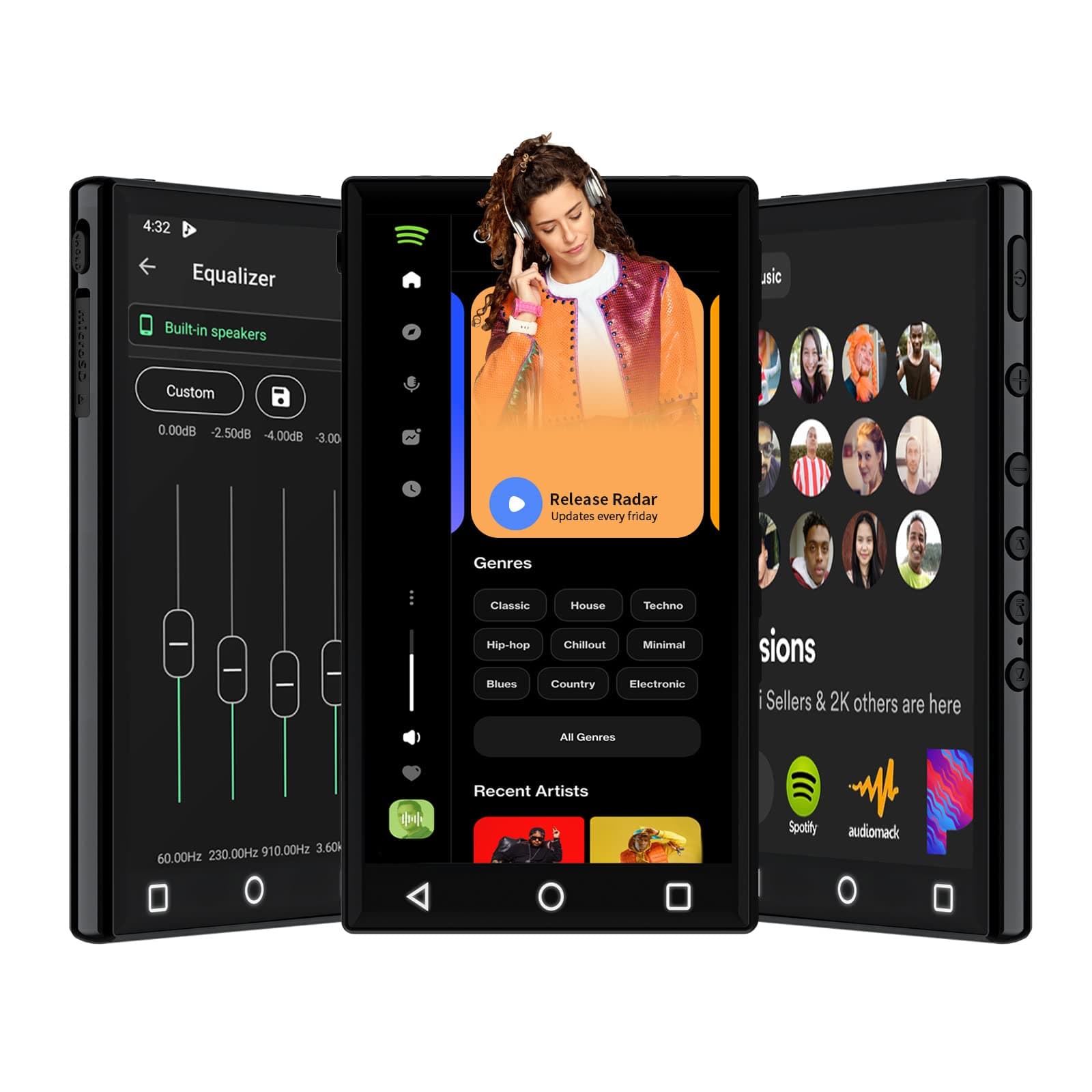 16GB MP3 Player with Bluetooth and WiFi,4.3" 1080P Full Touch Screen MP4 Player with Spotify,Portable HiFi Sound MP3 Player for Kids,Android9.0 MTK 8 Core Music Player Support Google Play
