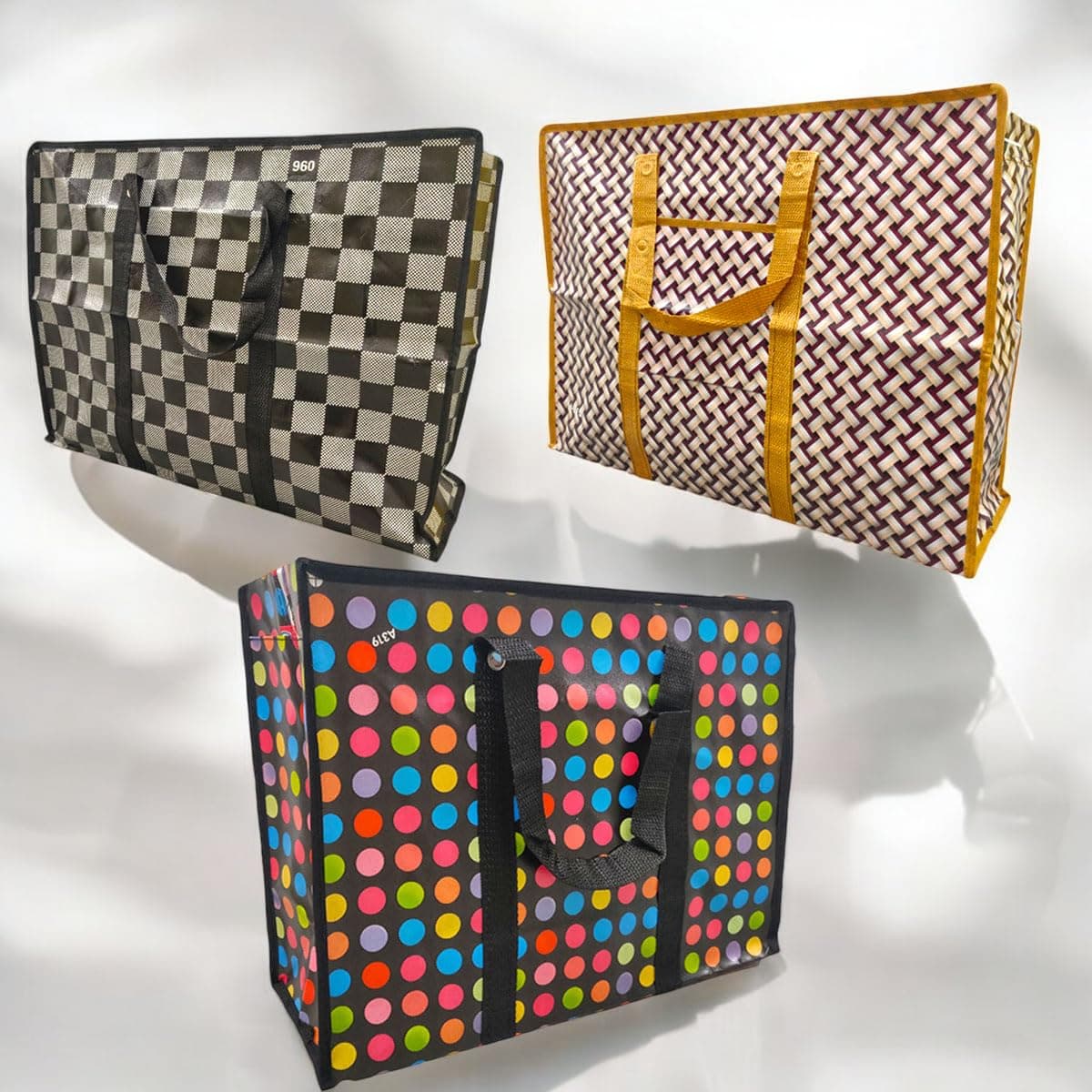 – Storage Bags Heavy Duty Laundry Bag Waterproof Dust Resistant Reusable Double Zipper Bag For Moving House Clothing, Wardrobe storage, toys, laundry, bedding (3 Pack)