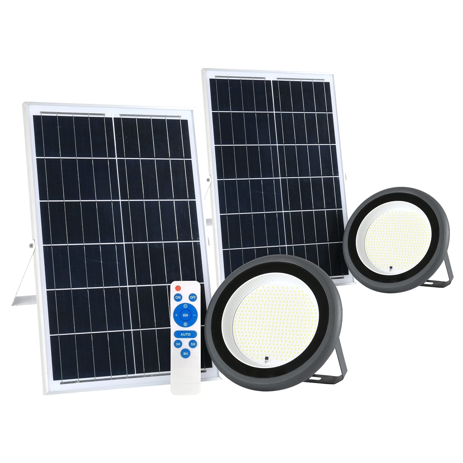 2 Pack, 250W Solar Flood Light Outdoor Solar Powered Security Light Dusk to Dawn LED Lamp, 250000LM High Brightness with Remote Control, IP65 Waterproof for Garage Yard Entryways Patio