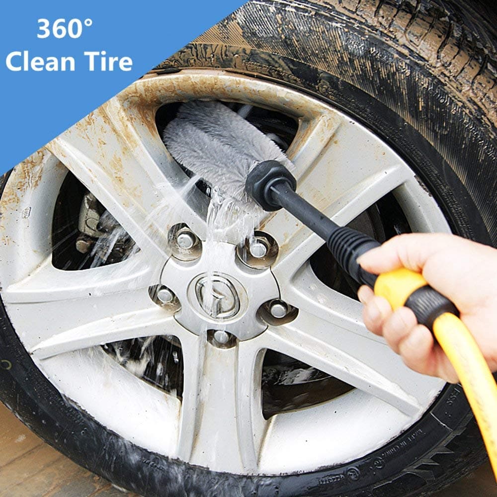 Extendable Car Wheel Cleaning Brush, Car Washing Brush Cleaner Tire Wheel Brush Drill Cleaning Tool, Professional Non-Scratch Brush for Wheels, Rims, Motorcycles, Bicycles