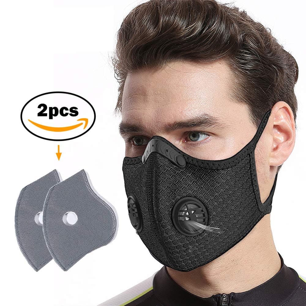 B.J Dust Masks Veil Reusable Carbon Activated Filters Black Cloth Face Mask