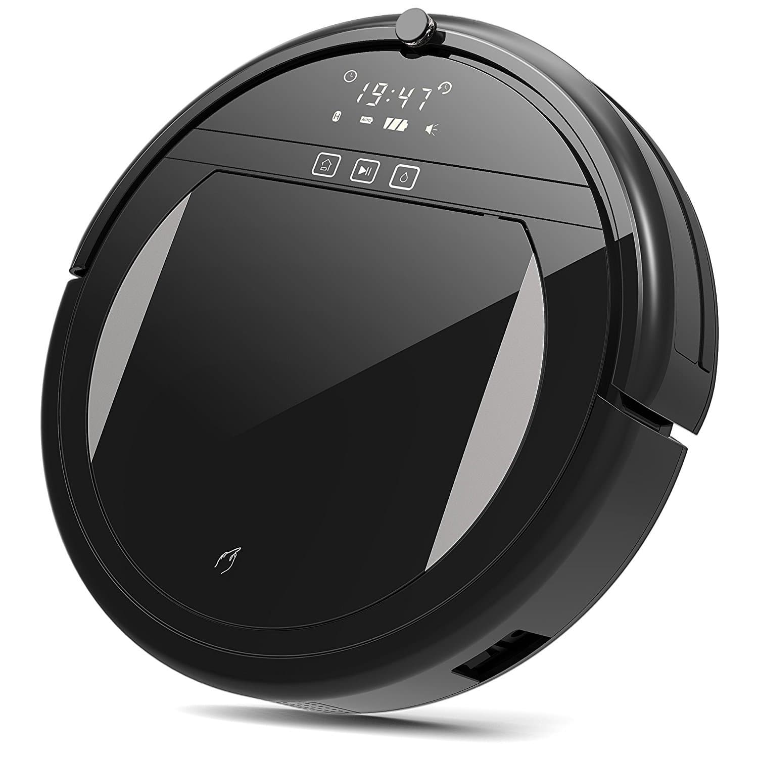 S018 Automatic, SDG-S018 Robotic Vacuum Cleaner Intelligent Sweeping Mopping Waxing Machine for Wet and Dry, Pet Hair, Fur, Allergens, Short Carpet, Hardwood and Tile Floor, Black