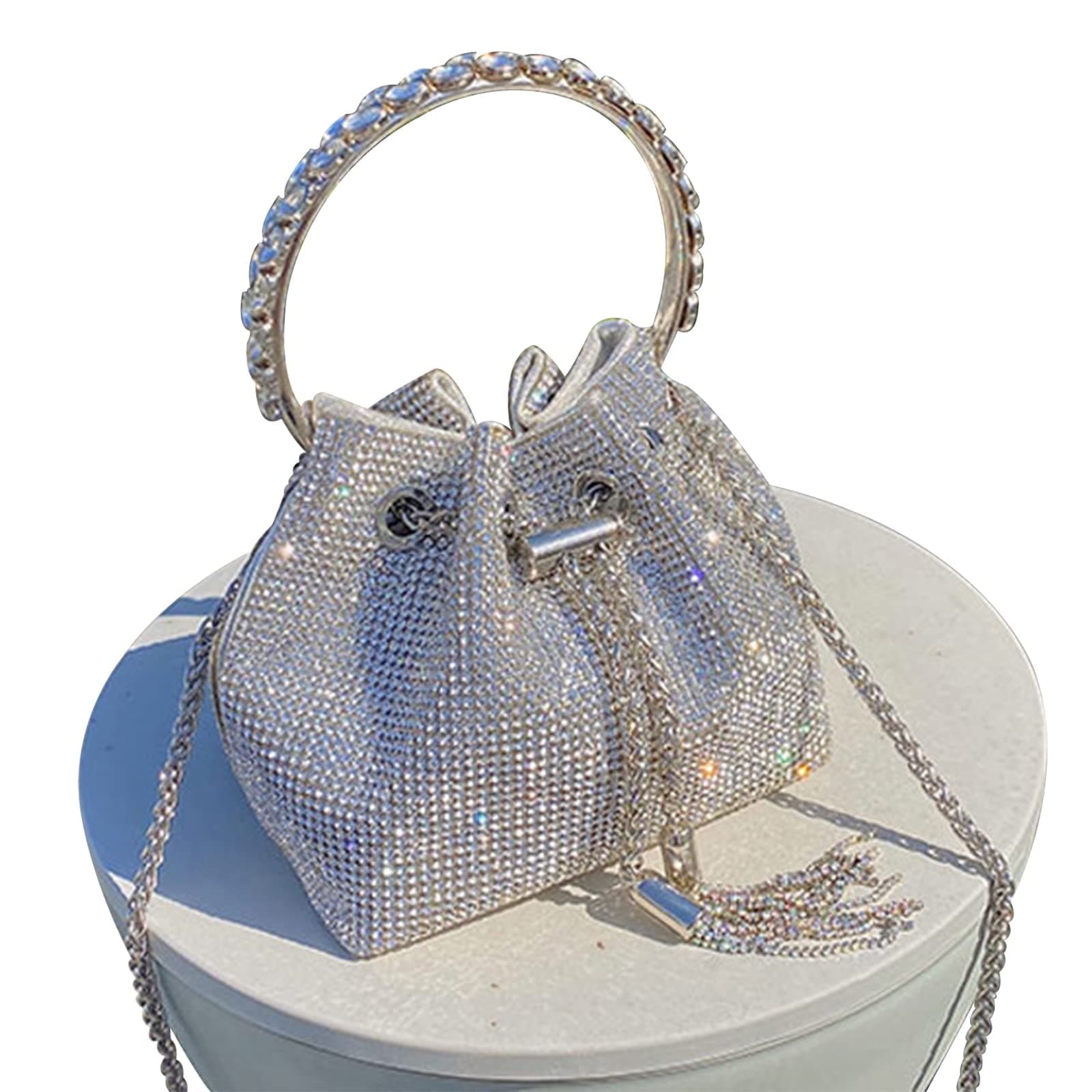 Upgrade Rhinestone Evening Bag Silver Purse Sparkly Diamond Silver Clutch Purses for Women Party Club Wedding