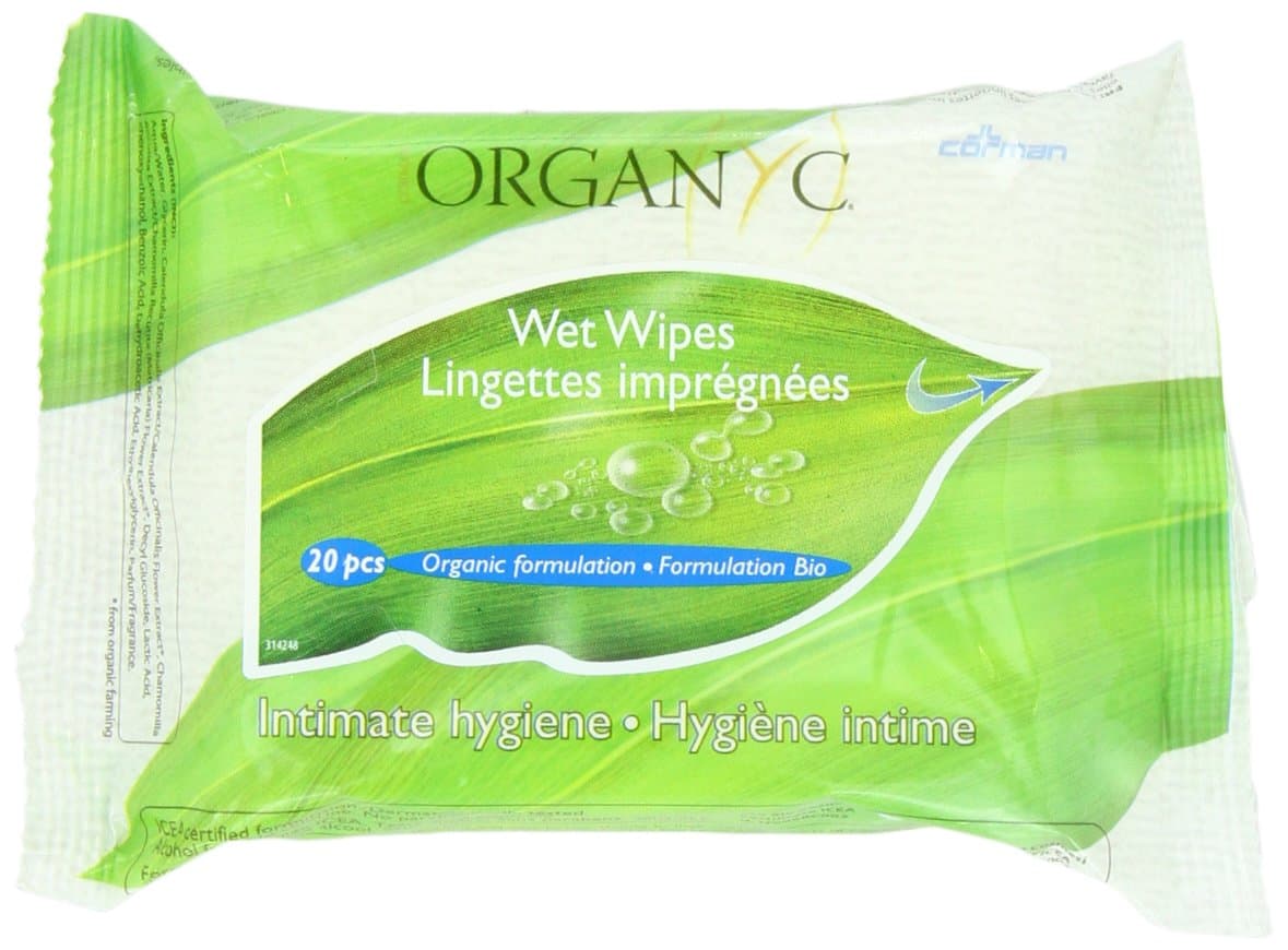 Made with 100% Organic Cotton Feminine Hygiene Wipes, 20-count Packages (Pack of 6)