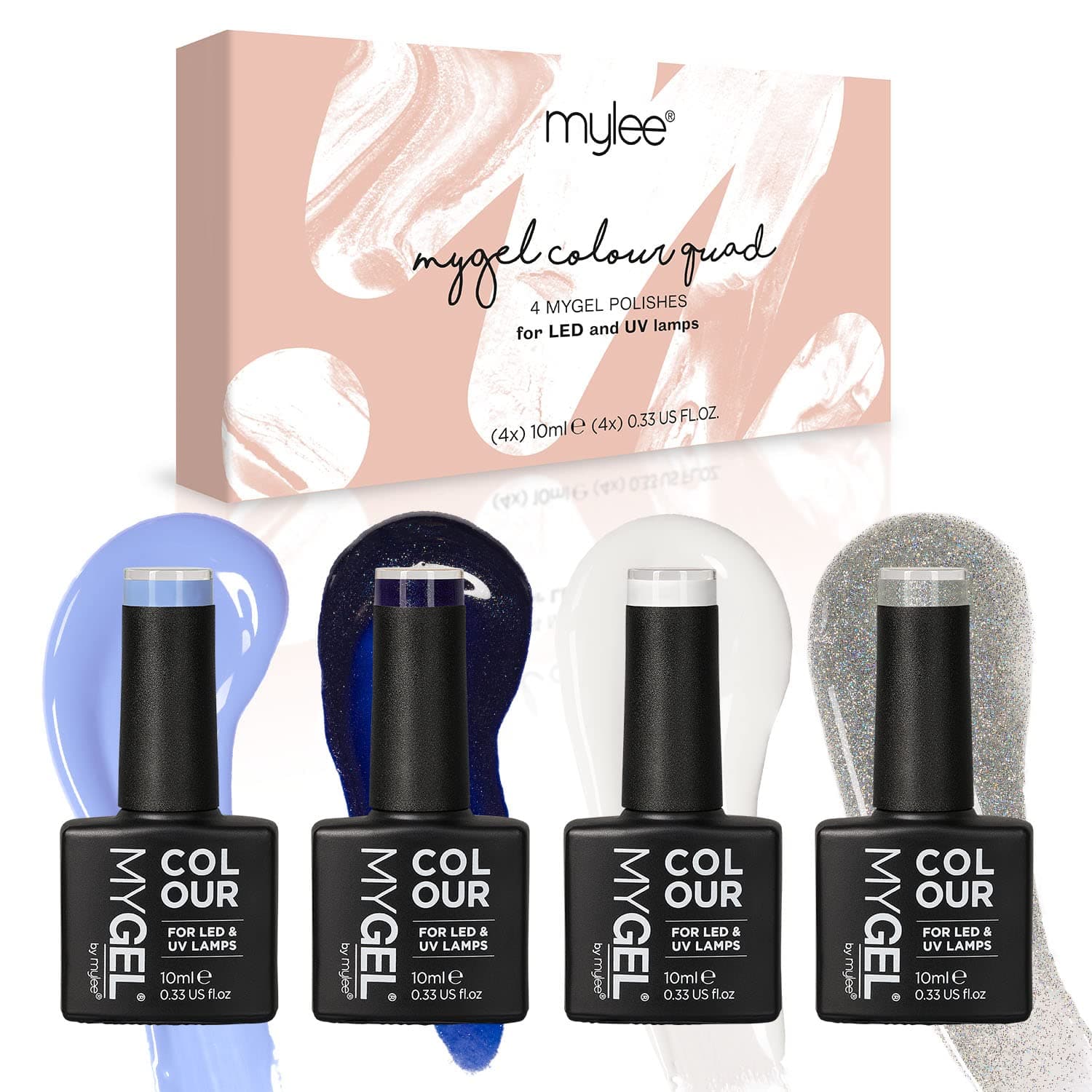 MYLEEGel Nail Polish Quad Colour Set 4x10ml [Snow Queen] UV/LED Soak-Off Nail Art Manicure Pedicure for Professional, Salon & Home Use - Long Lasting & Easy to Apply