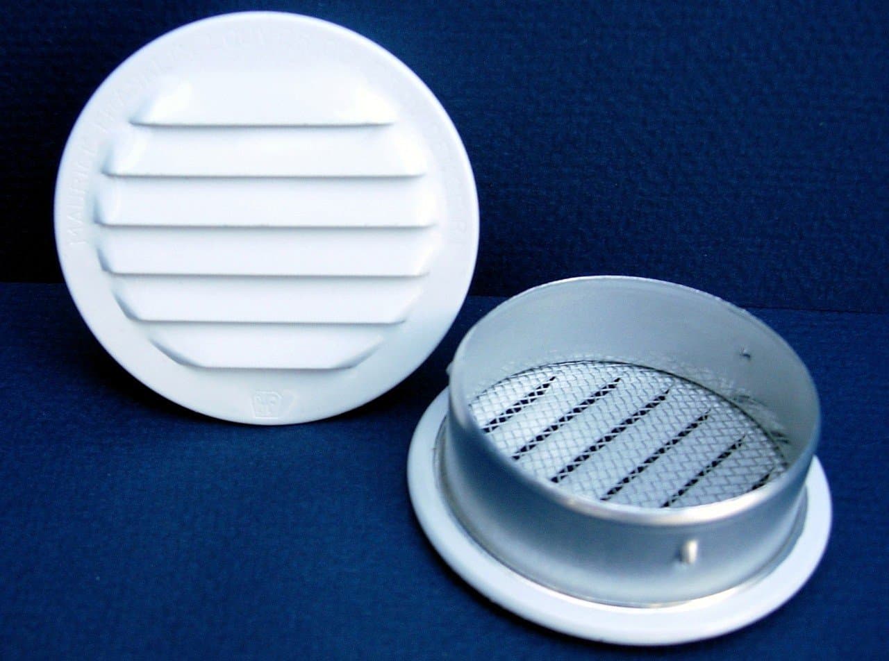 Maurice Franklin Louver-2 Inches Round White Aluminum Louver with Insect Screen (Priced Per Bag of 6). RLW-100